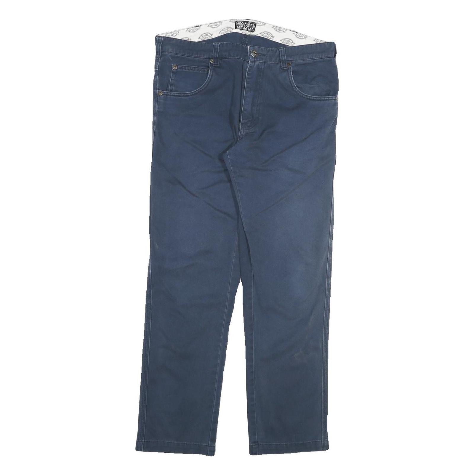 DICKIES Mens Cotton Blend Navy Regular Fit Straight Leg Trousers W32 L28 Refurbished - N/A refurbished available on Cerqular