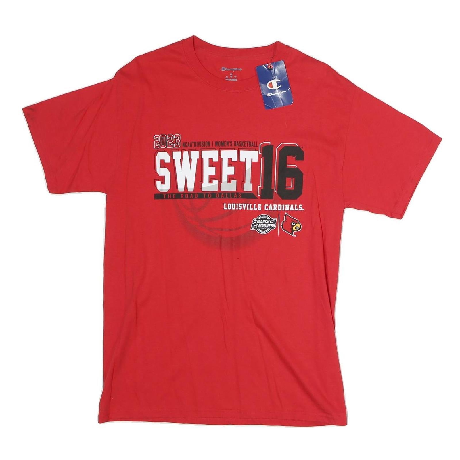 CHAMPION Mens Red Louisville Cardinals Sweet 16 Graphic T-Shirt M Short Sleeve Refurbished - N/A refurbished available on Cerqular