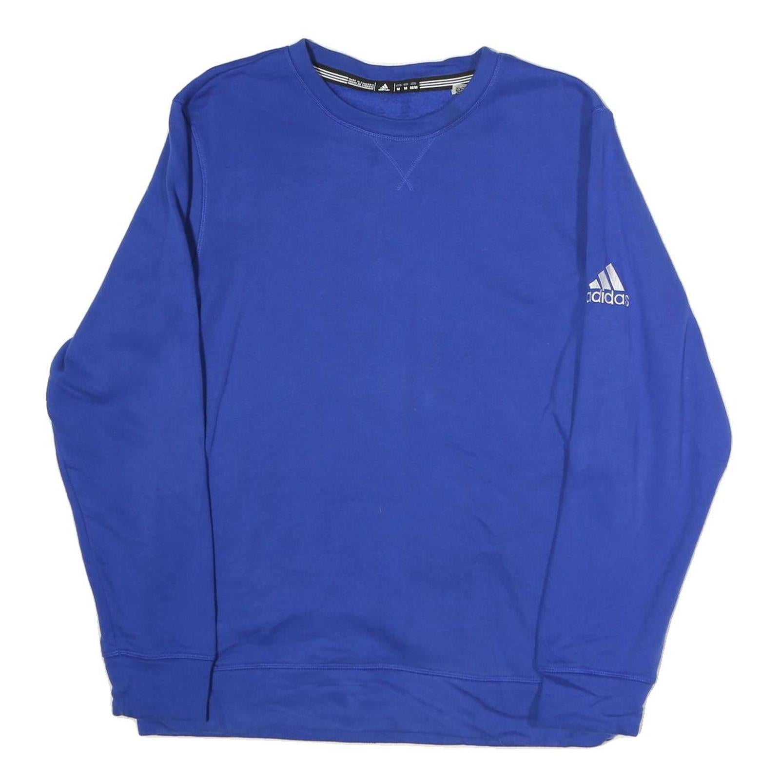 ADIDAS Mens Blue Crew Neck M Cotton Logo Sweatshirt Pullover Casual Refurbished - N/A refurbished available on Cerqular