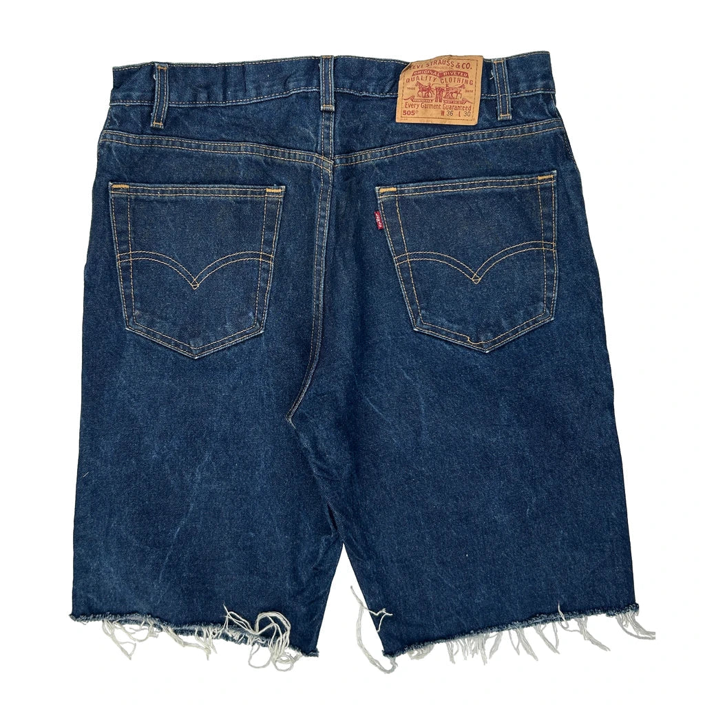 Levis Denim Shorts - 34W 10L Blue Denim Refurbished - Thrifted (note: this is a term often used to describe second- refurbished available on Cerqular