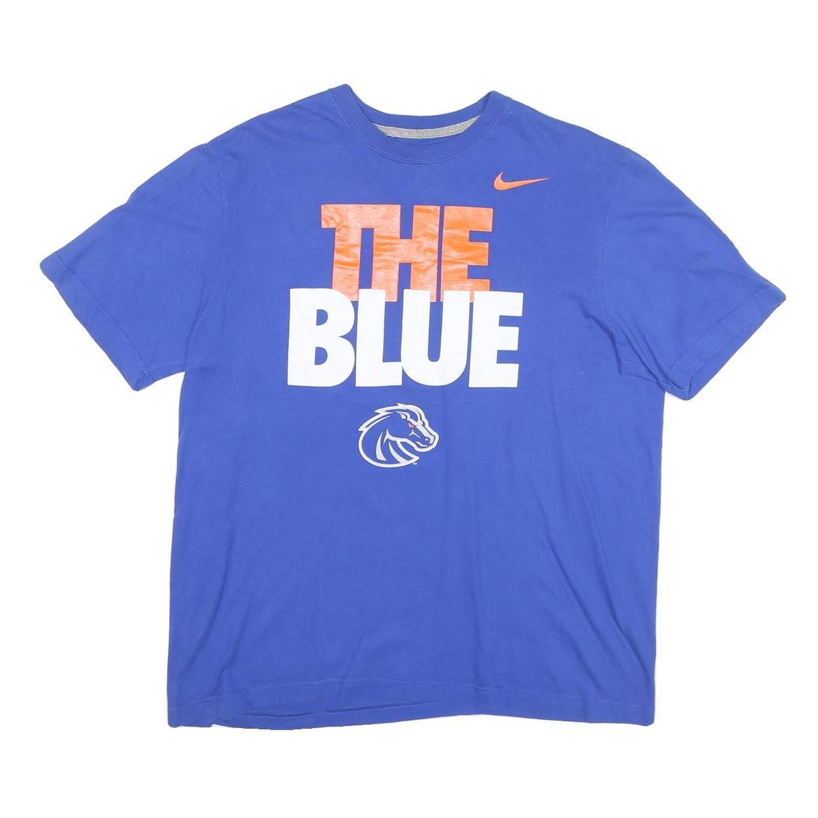 NIKE Mens Blue Orange The Blue Graphic T-Shirt L Short Sleeve Crew Neck Refurbished - N/A refurbished available on Cerqular