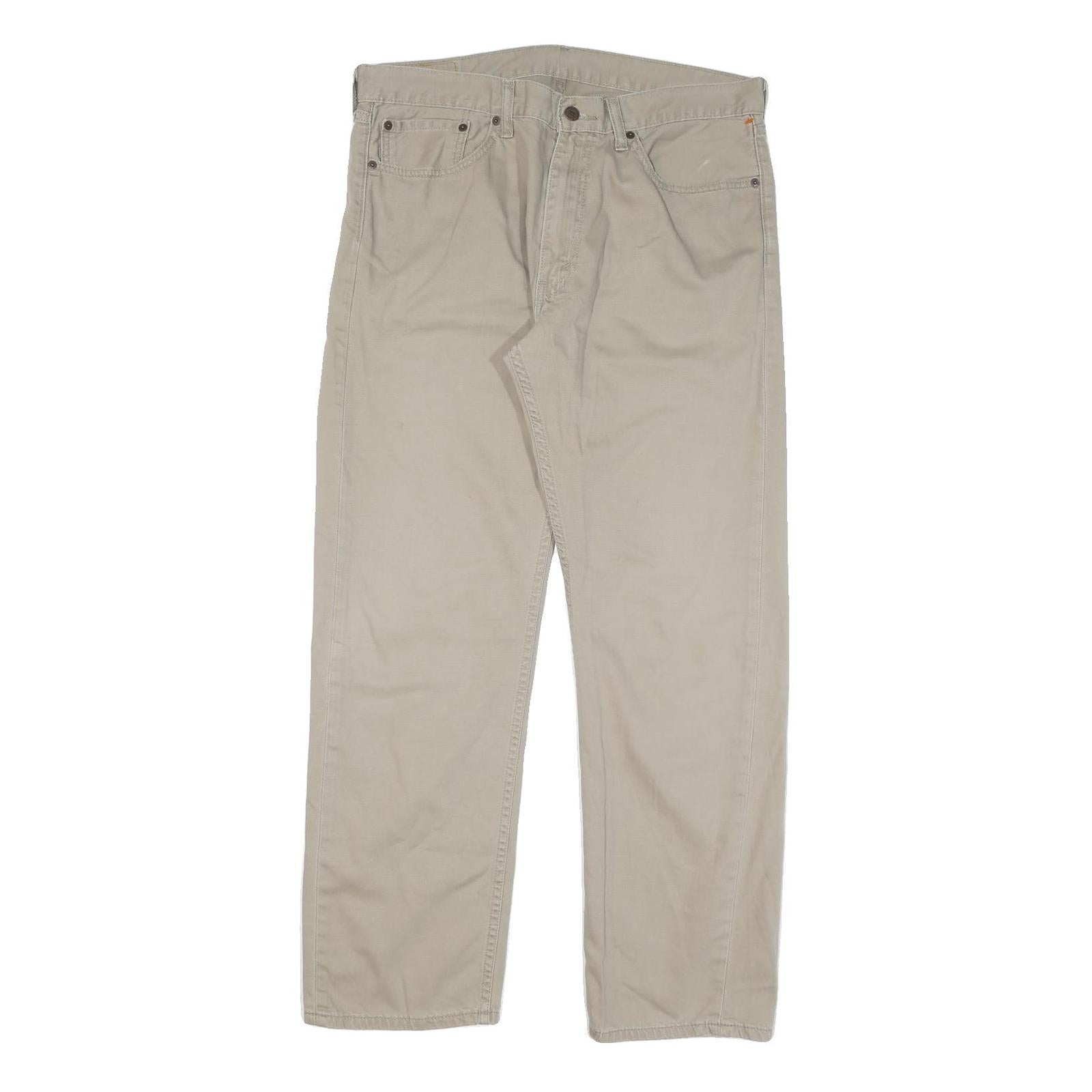 LEVI'S Mens Cotton Blend Beige Regular Straight Trousers W35 L30 Classic Zip Refurbished - N/A refurbished available on Cerqular