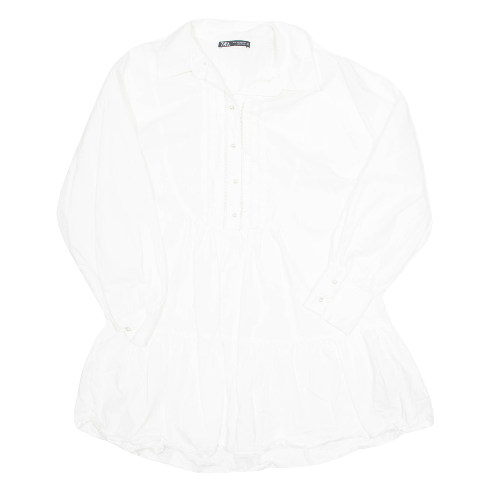 ZARA Womens Shirt Dress White Long Sleeve Knee Length XS Refurbished - N/A refurbished available on Cerqular