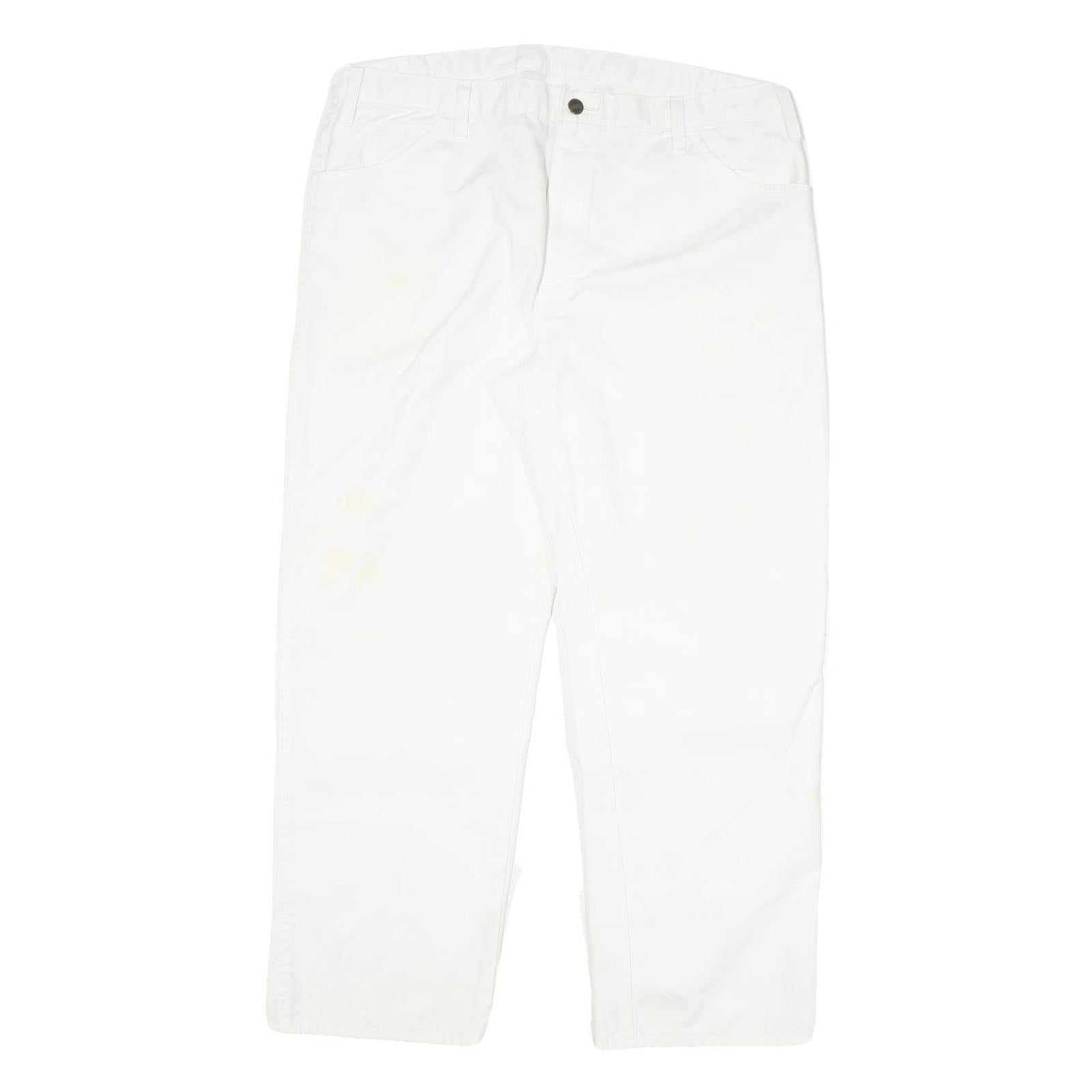 DICKIES Mens Cotton Blend White Regular Straight Trousers W37 L29 Workwear Zip Refurbished - N/A refurbished available on Cerqular