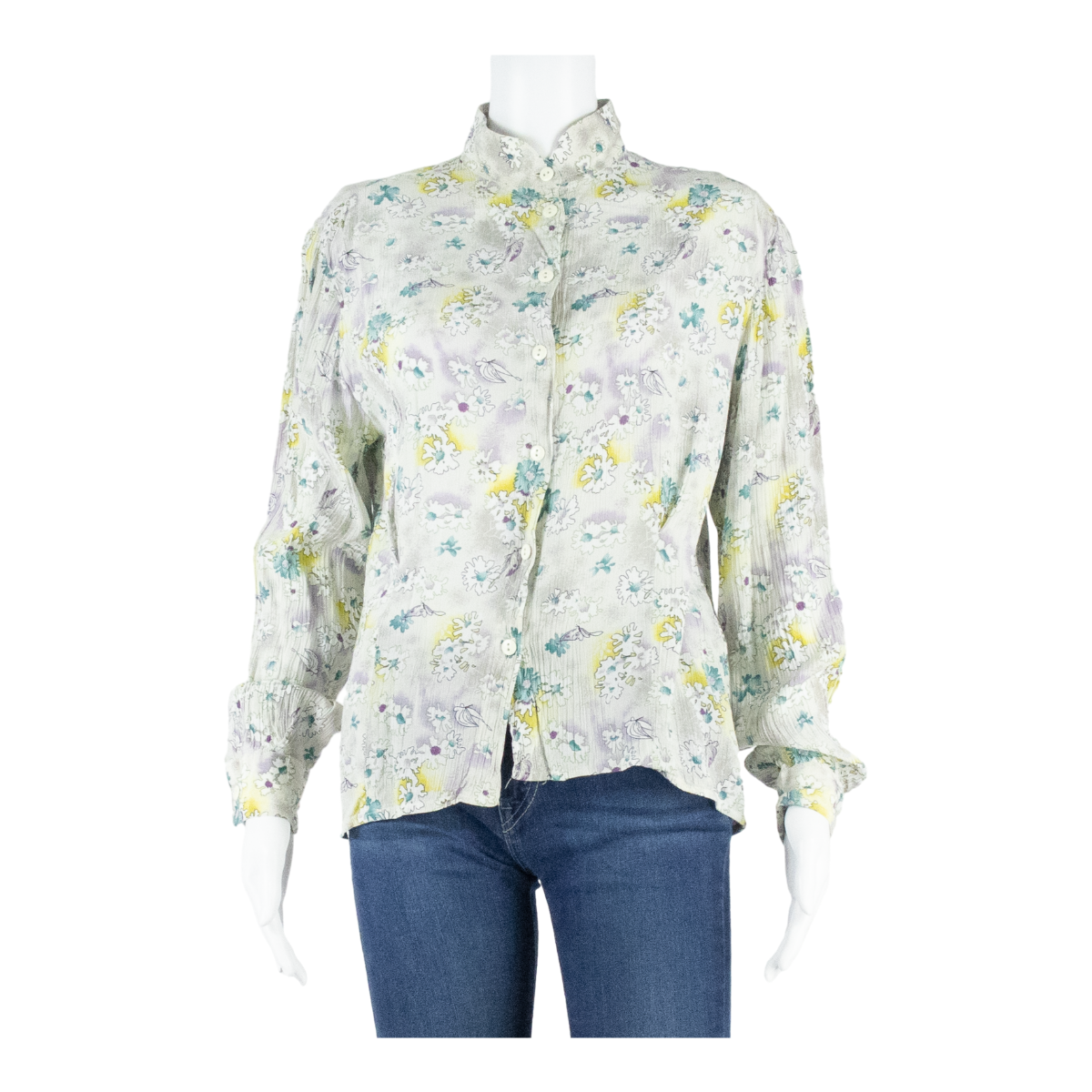 JULIETTA Womens Printed Blouse Purple Long Sleeve Floral M Refurbished - N/A refurbished available on Cerqular