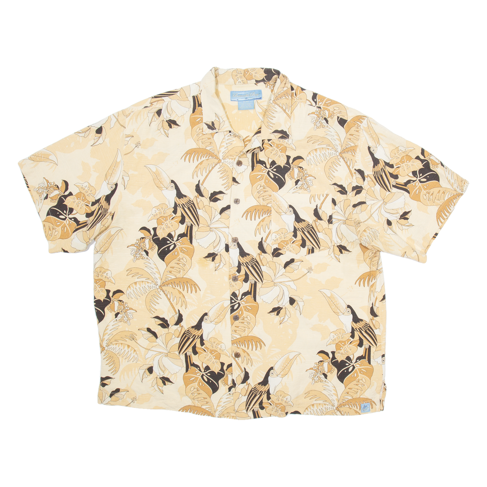 BERMUDA BAY Mens Hawaiian Shirt Beige Floral XL Refurbished - N/A refurbished available on Cerqular