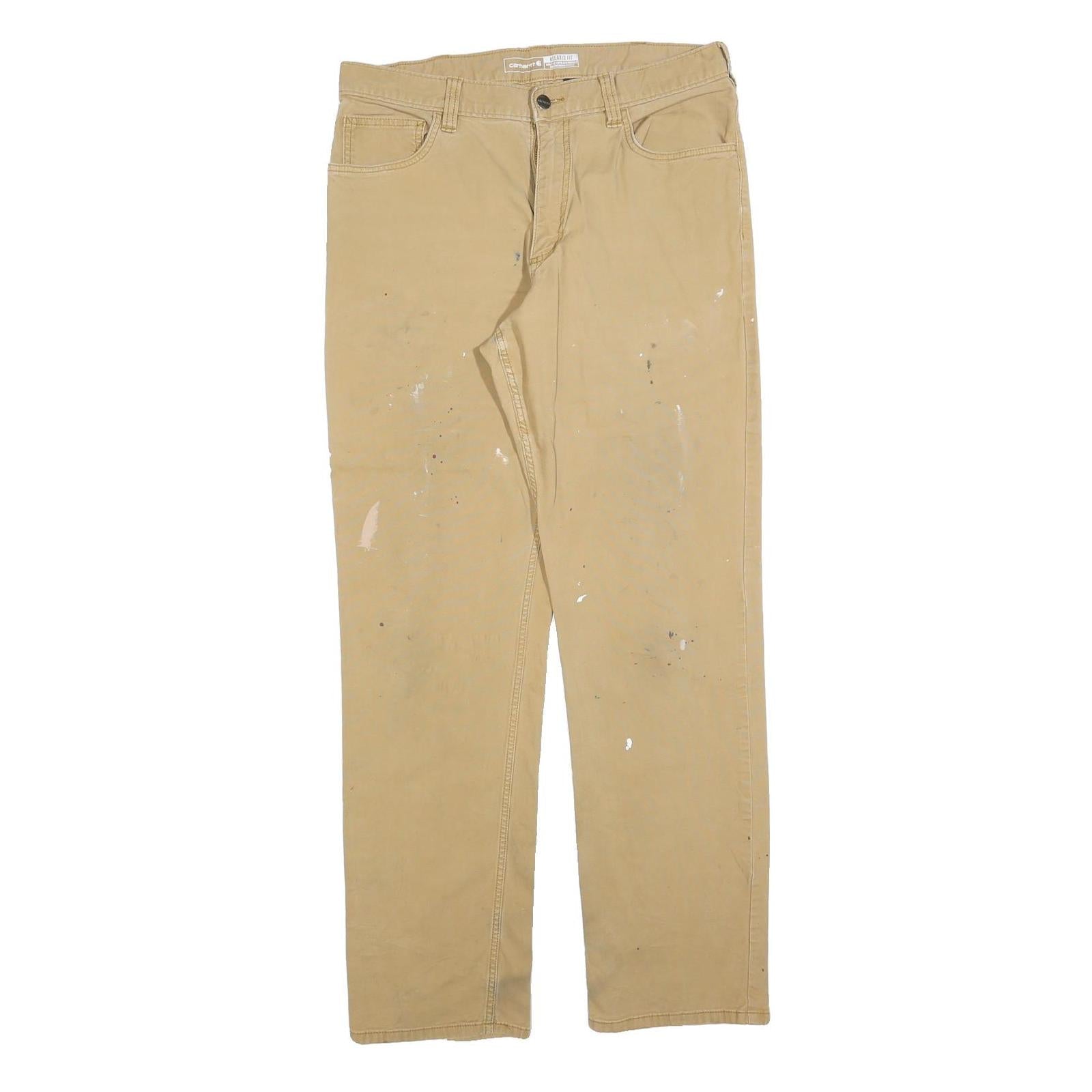 CARHARTT Mens Cotton Blend Beige Relaxed Straight Trousers W34 L34 Workwear Refurbished - N/A refurbished available on Cerqular