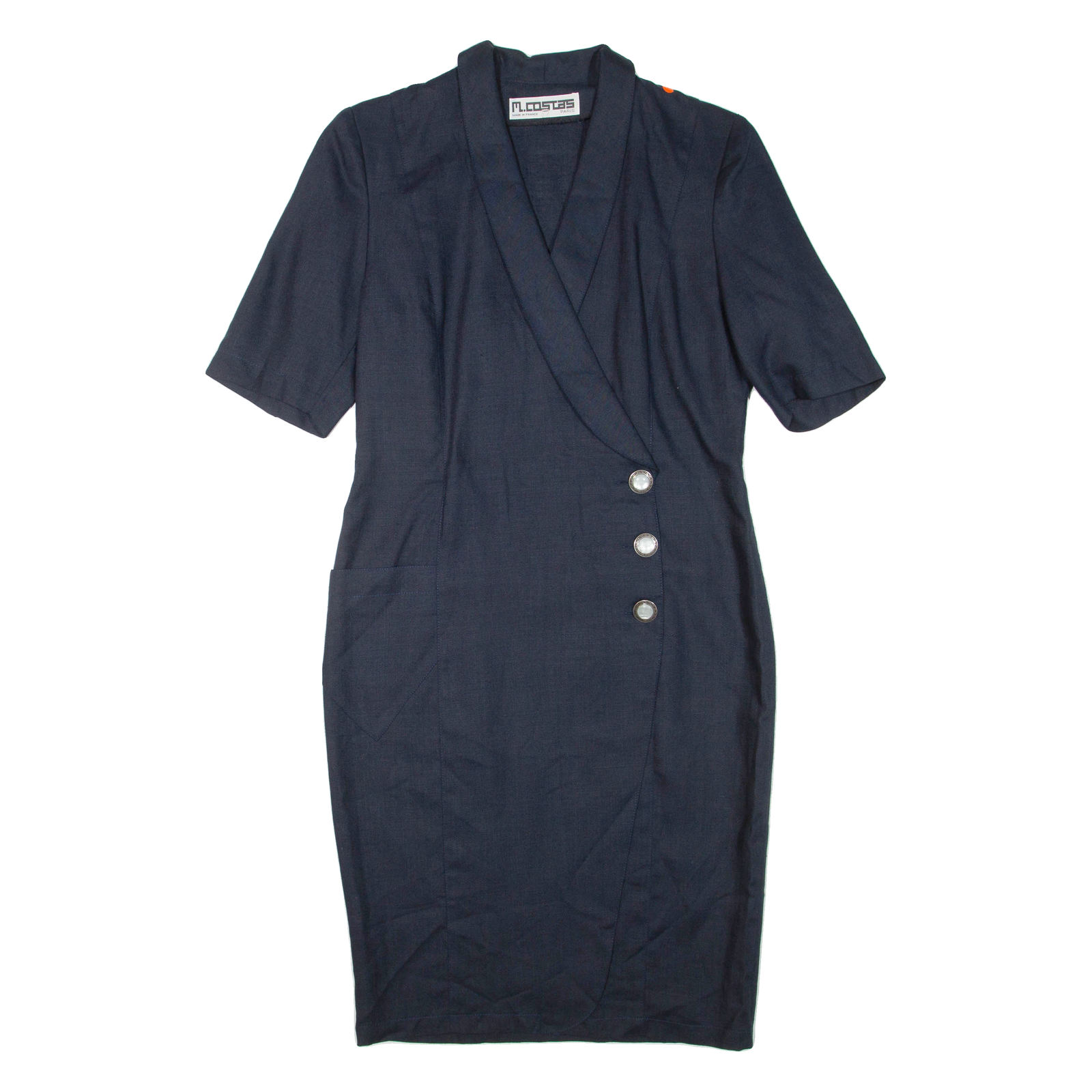 Womens Pencil Dress Blue Short Sleeve Knee Length L Refurbished - N/A refurbished available on Cerqular