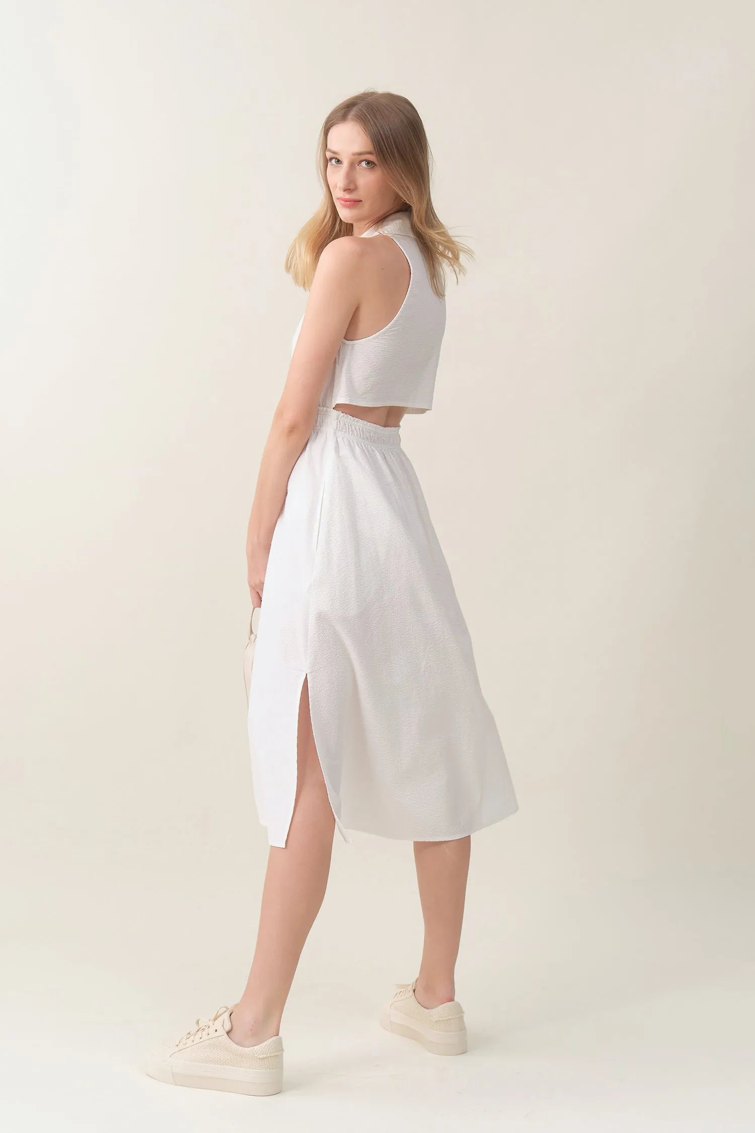 Sleeveless Midi Shirtdress - White | Size: L Refurbished - N/A refurbished available on Cerqular