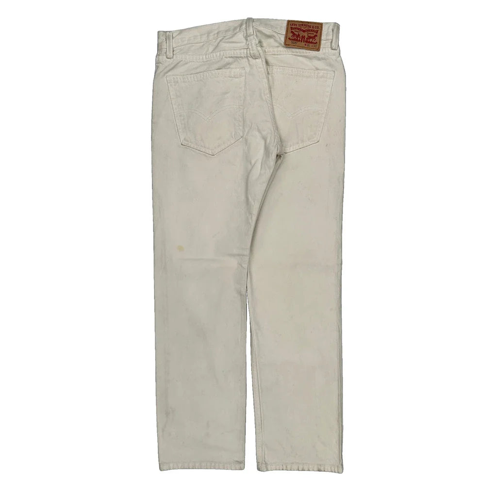 505 Levis Jeans - 30W 30L White Cotton Refurbished - Thrifted (note: this is a term often used to describe second- refurbished available on Cerqular