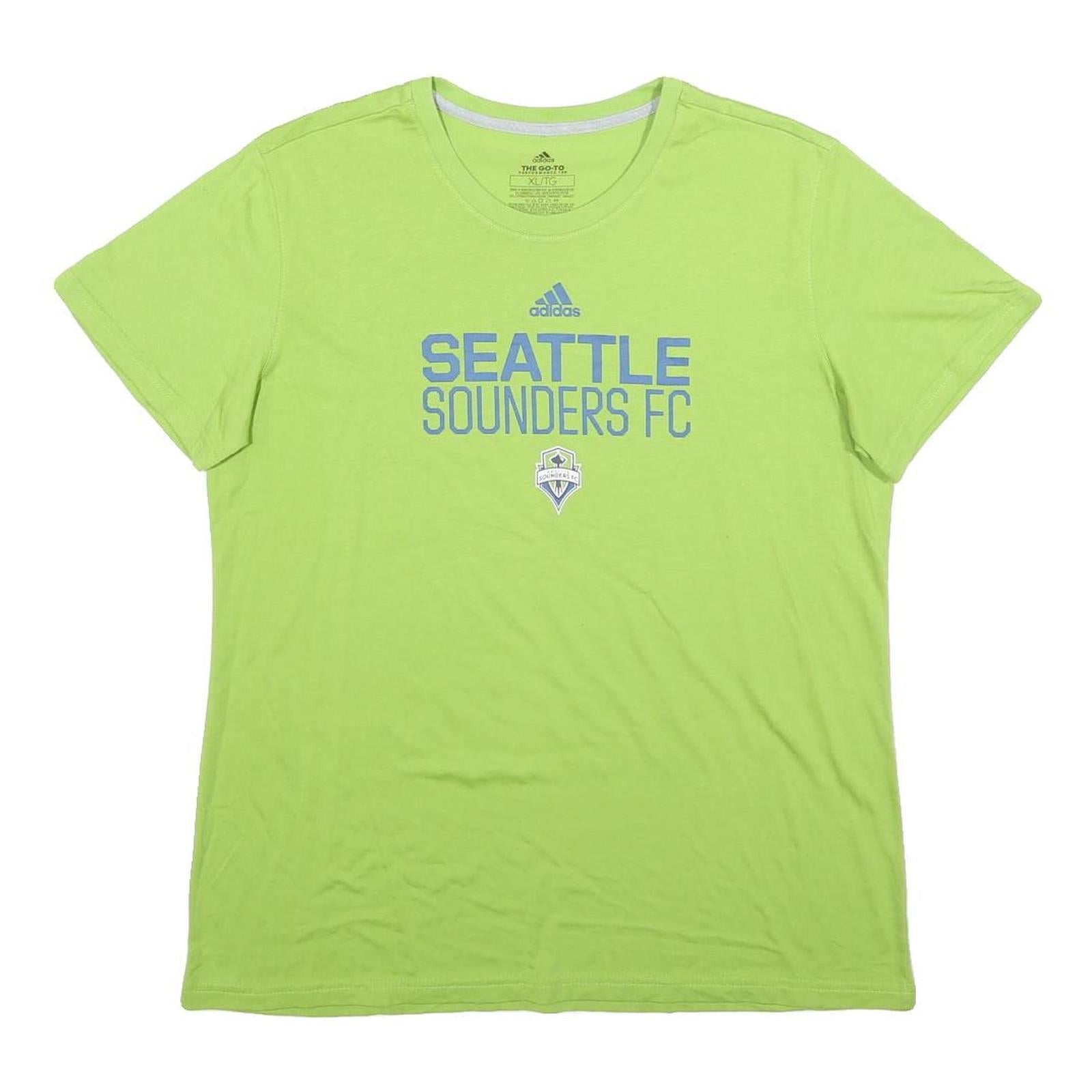 Buy ADIDAS Womens Green Seattle Sounders FC Graphic T-Shirt XL Short Sleeve Crew Refurbished - $16.89 ADIDAS Womens Green Seattle Sounders FC Graphic T-Shirt XL Short Sleeve Crew Refurbished - N/A refurbished available on Cerqular