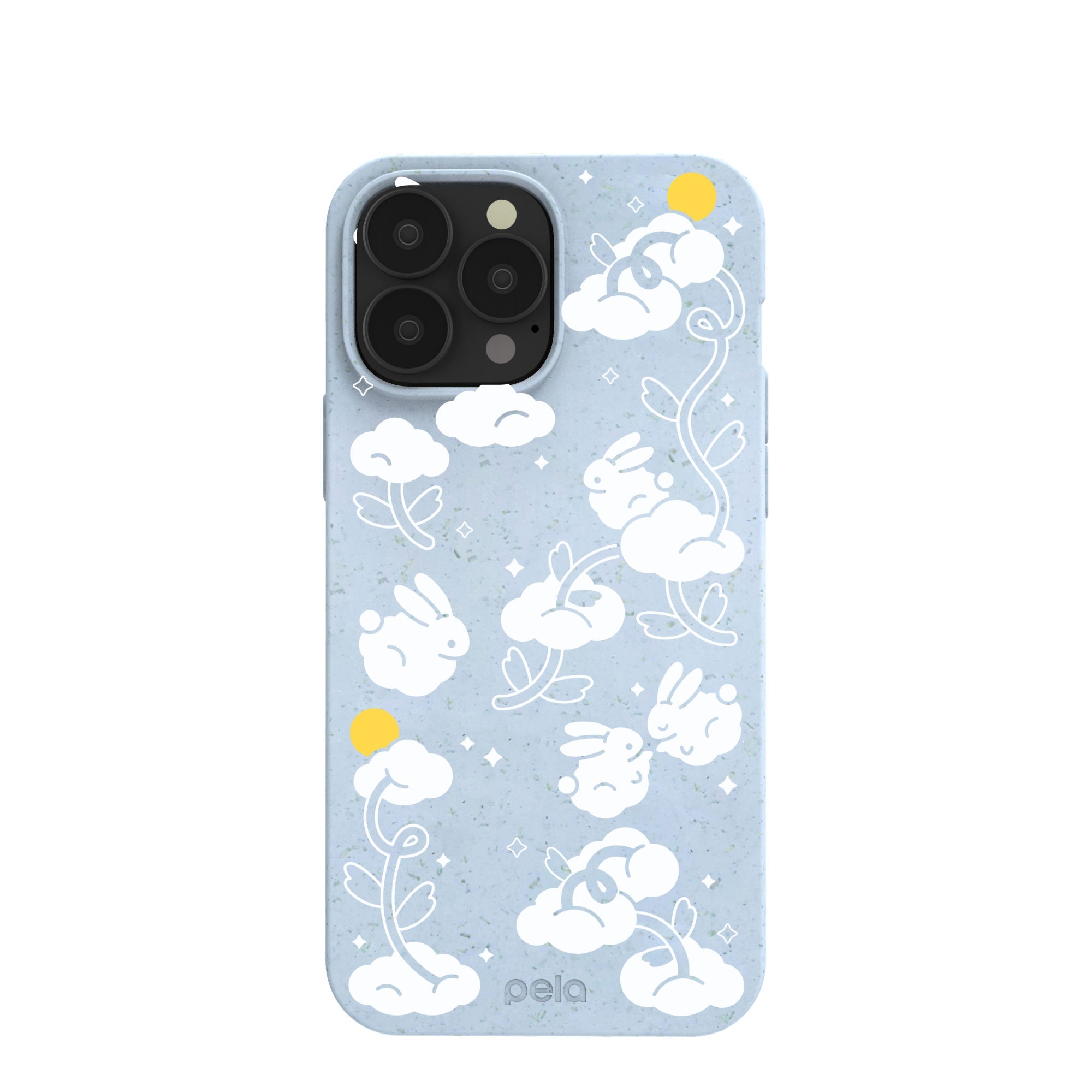 Powder Blue Fluffy Flower iPhone 13 Pro Max Case Refurbished - Pela Case refurbished available on Cerqular