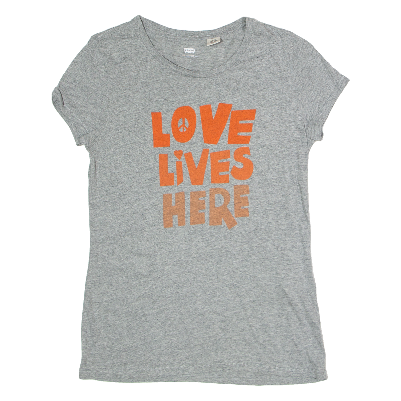 LEVI'S Love Lives Here Womens T-Shirt Grey Crew Neck S Refurbished - N/A refurbished available on Cerqular