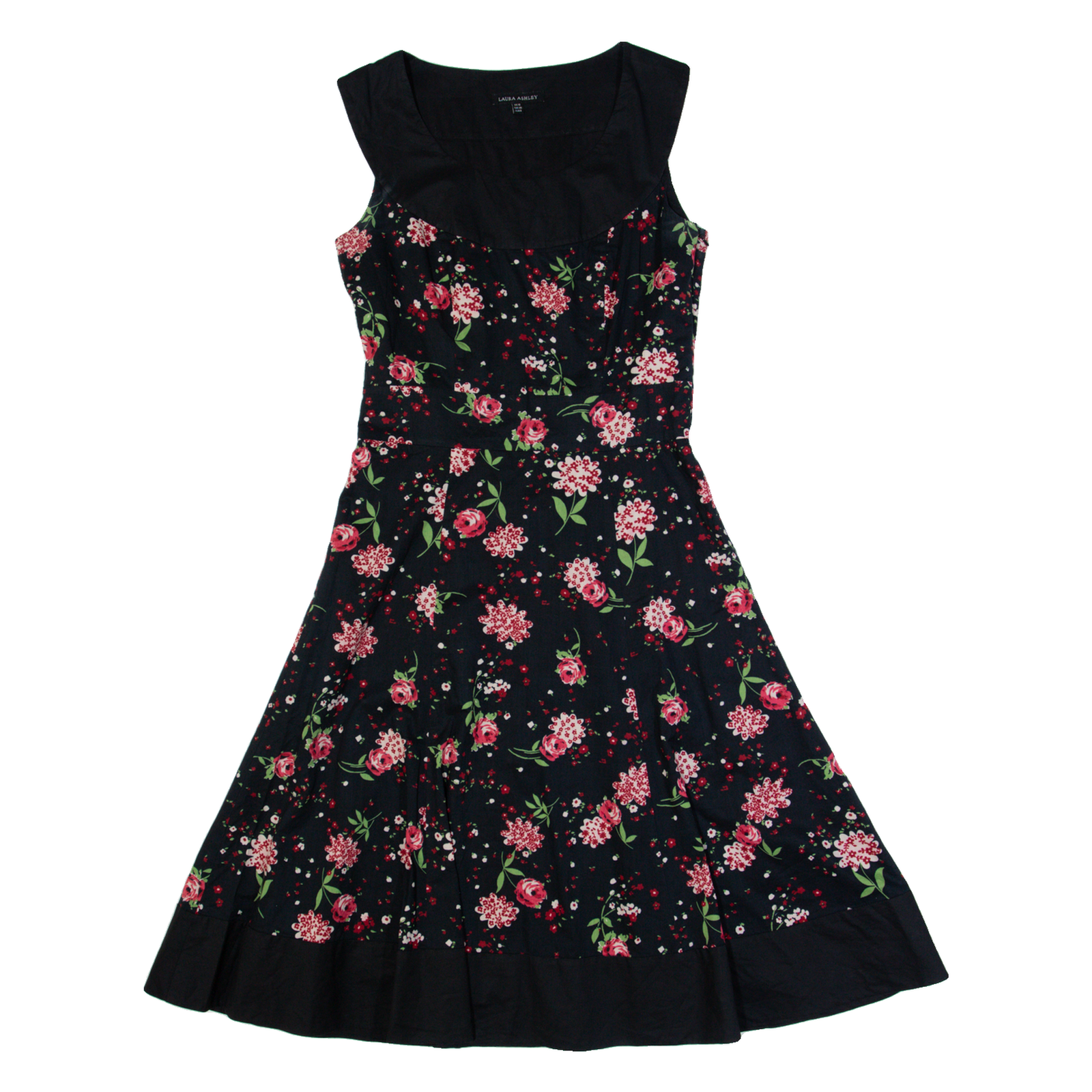 LAURA ASHLEY Womens A-Line Dress Black Floral Sleeveless Midi UK 10 Refurbished - N/A refurbished available on Cerqular