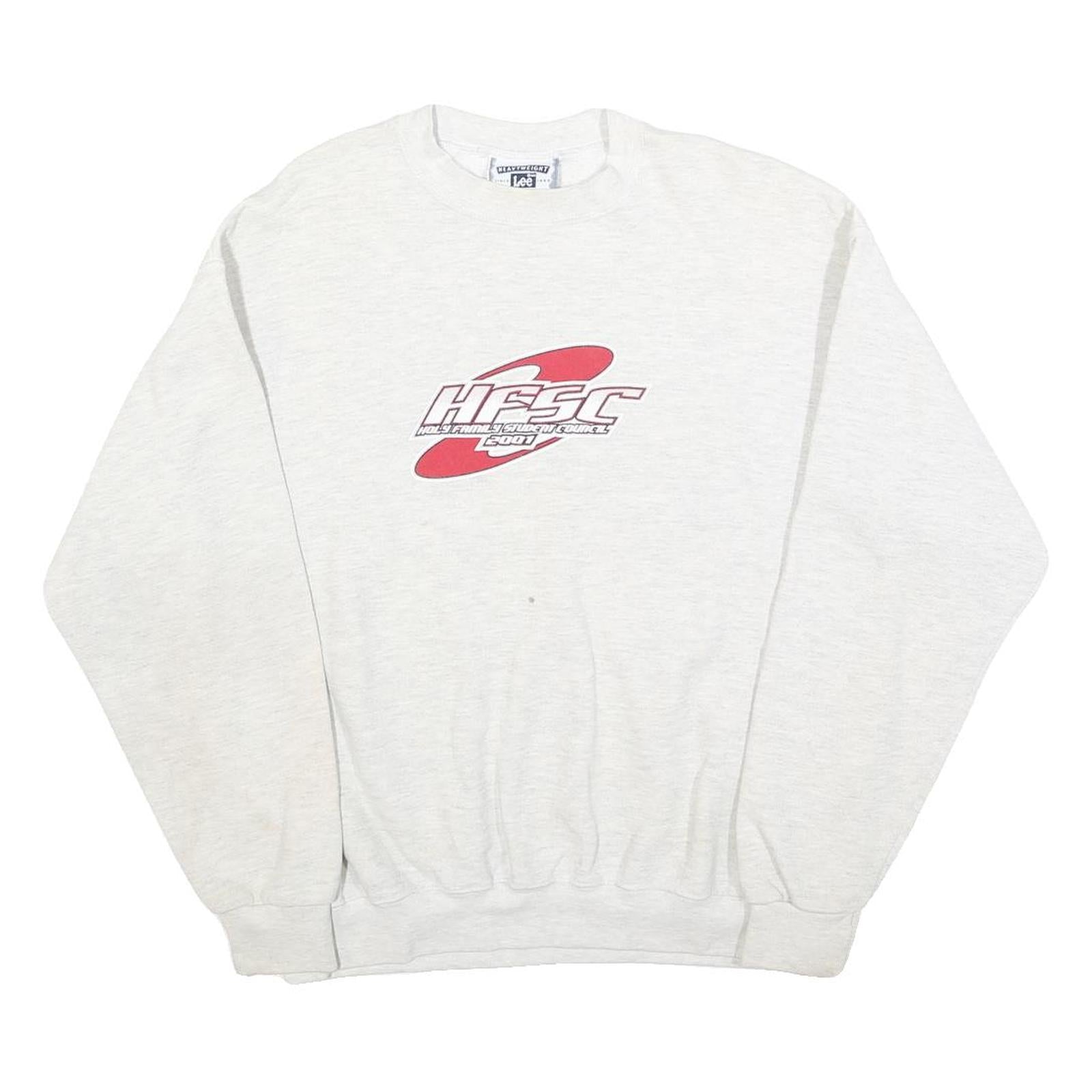 LEE Mens White Crew Neck M HFSC 2001 Student Council Graphic Sweatshirt Refurbished - N/A refurbished available on Cerqular
