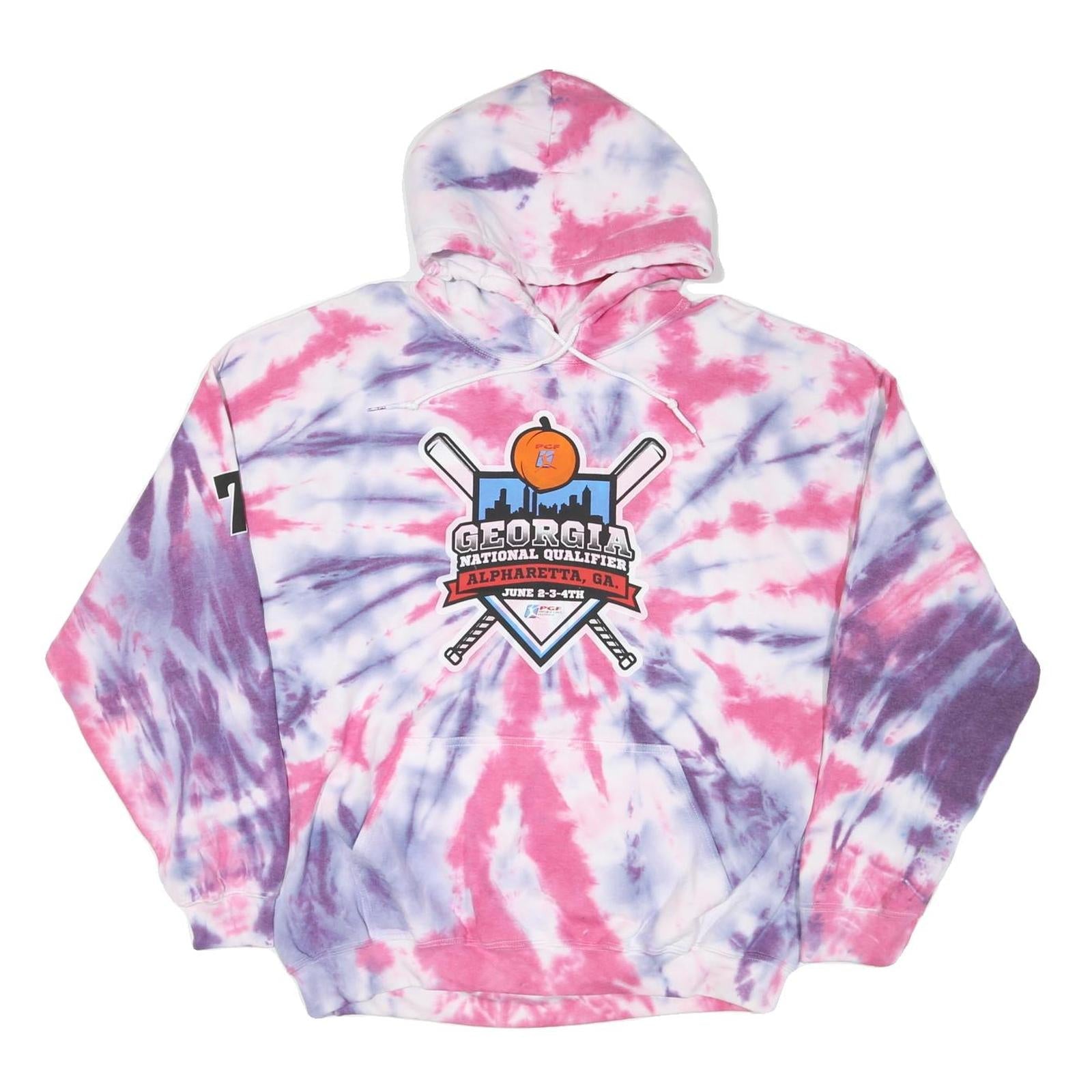 GILDAN Mens Pink & Purple Tie Dye Georgia National Qualifier Hoodie XL Refurbished - N/A refurbished available on Cerqular