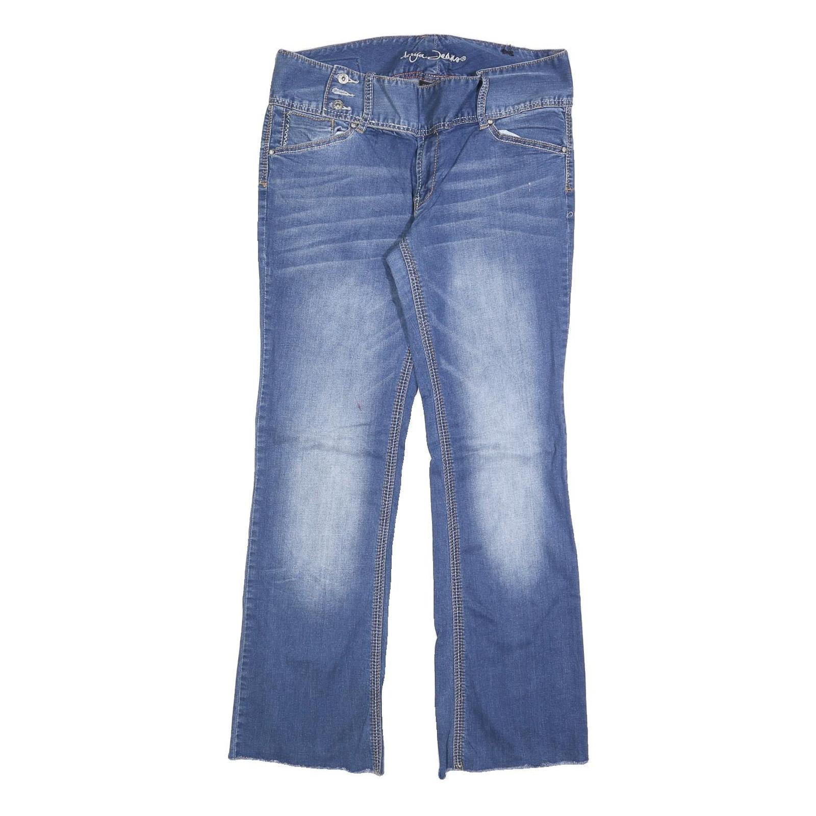 ARYIA Womens Blue Regular Bootcut Denim Light W32 L30 Detailed Stitching Zip Refurbished - N/A refurbished available on Cerqular