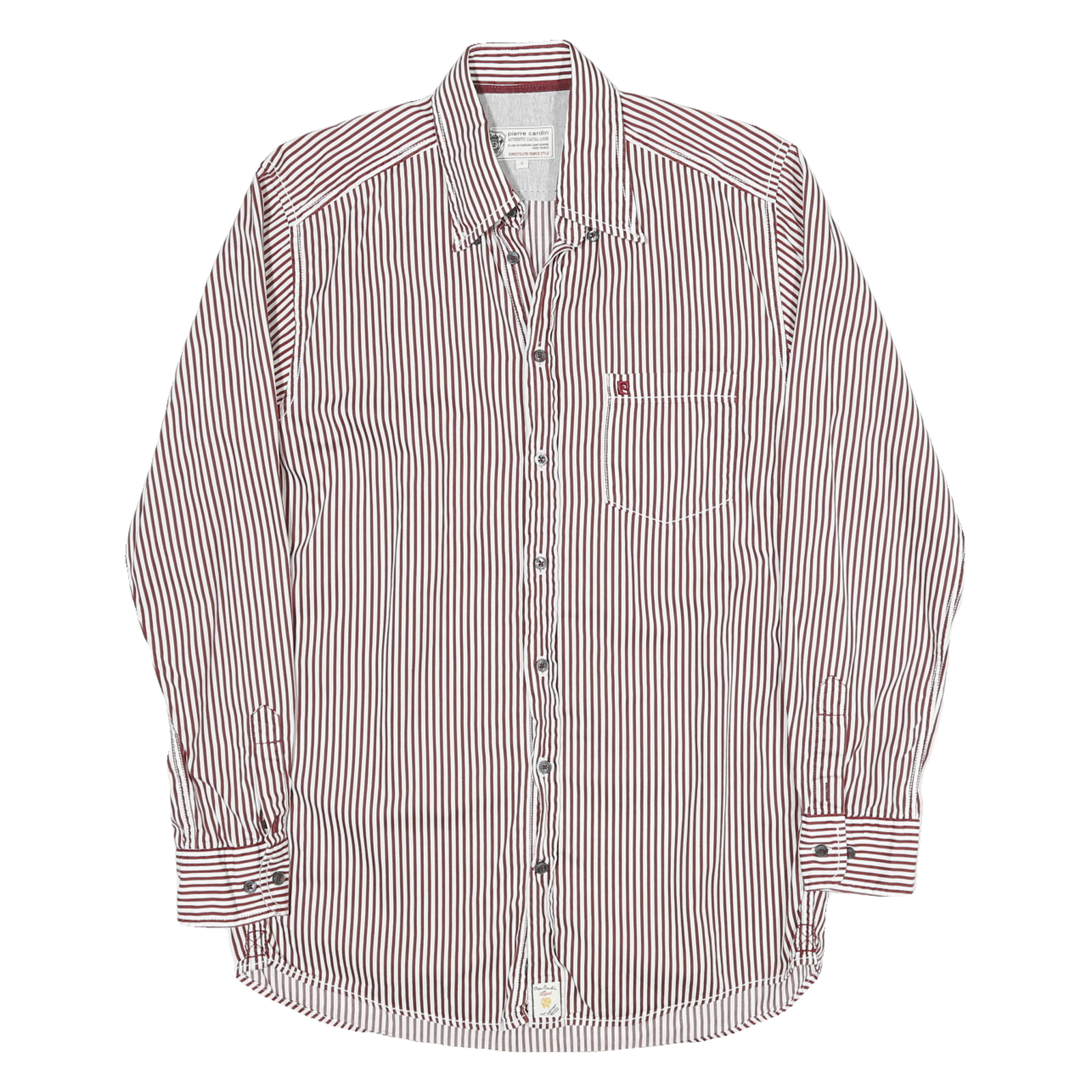 PIERRE CARDIN Mens Red & White Striped Shirt S Cotton Blend Classic Fit Refurbished - N/A refurbished available on Cerqular