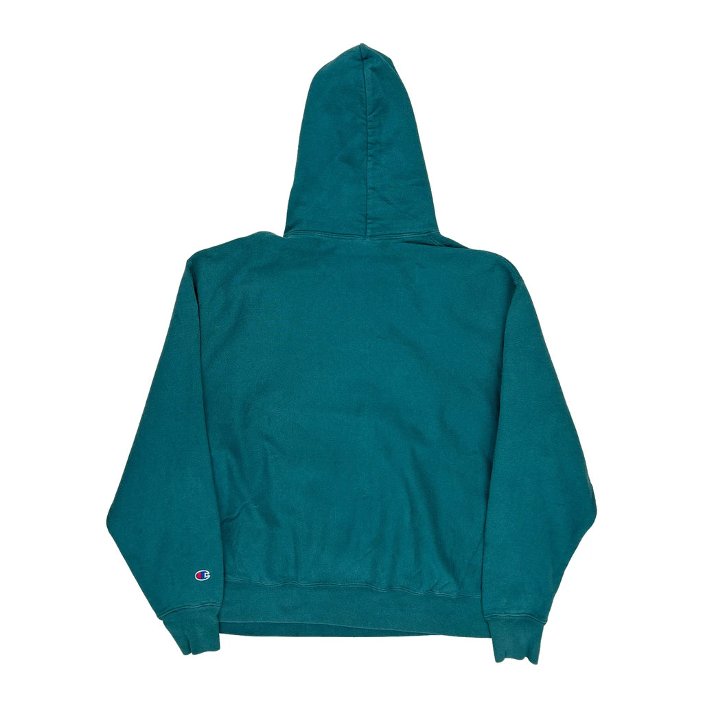 Reverse Weave Champion Hoodie - XL Green Cotton Refurbished - Thrifted (note: this is a term often used to describe second- refurbished available on Cerqular