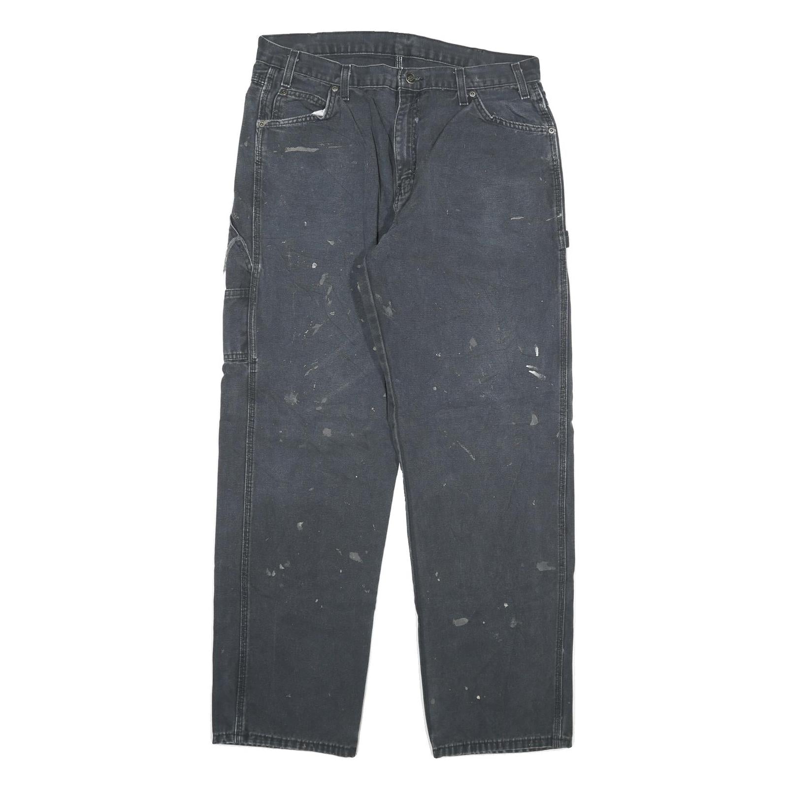DICKIES Mens Regular Fit Straight Denim Jeans Black W34 L32 Workwear Utility Refurbished - N/A refurbished available on Cerqular