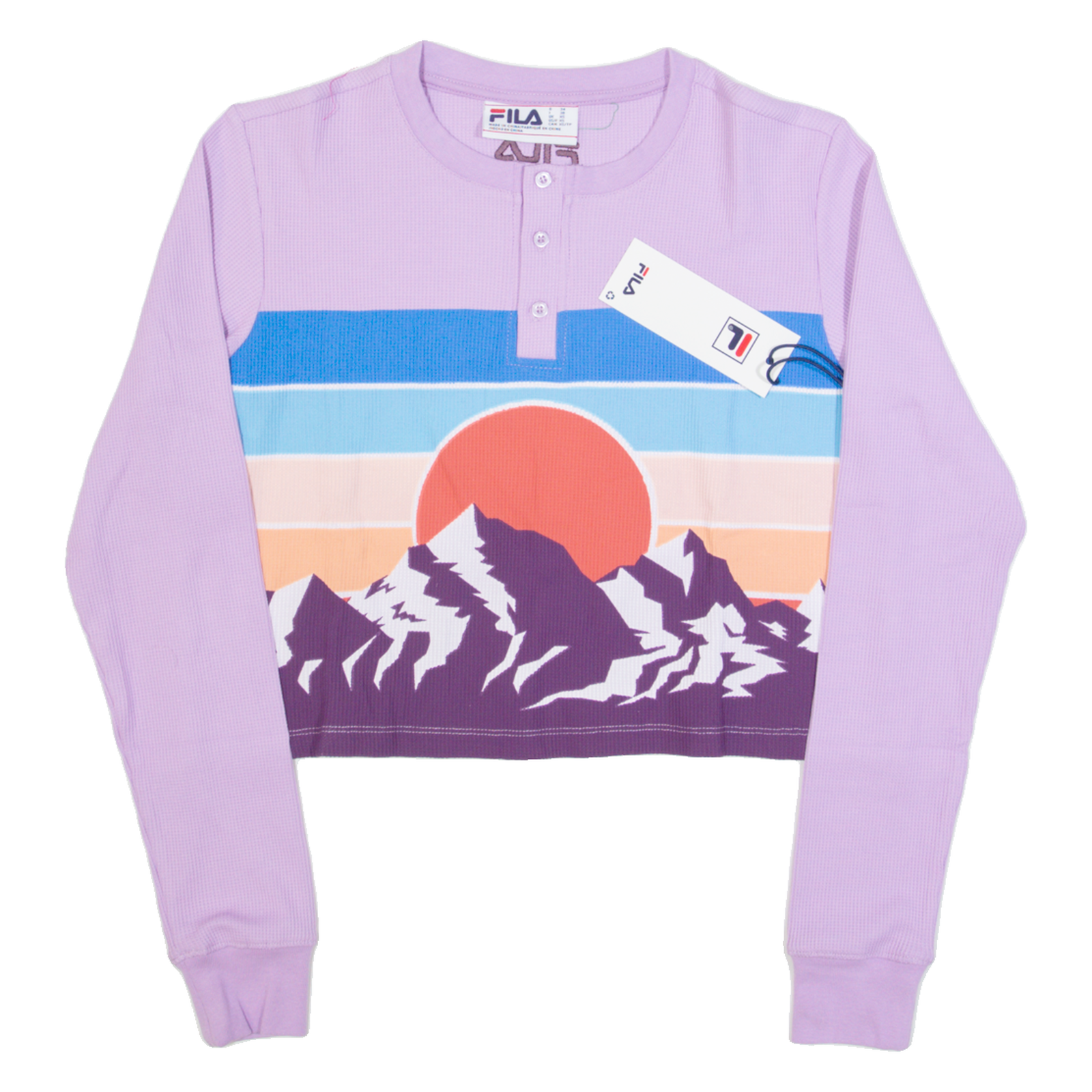 FILA Mountains Womens Cropped Top Purple Long Sleeve XS Refurbished - N/A refurbished available on Cerqular