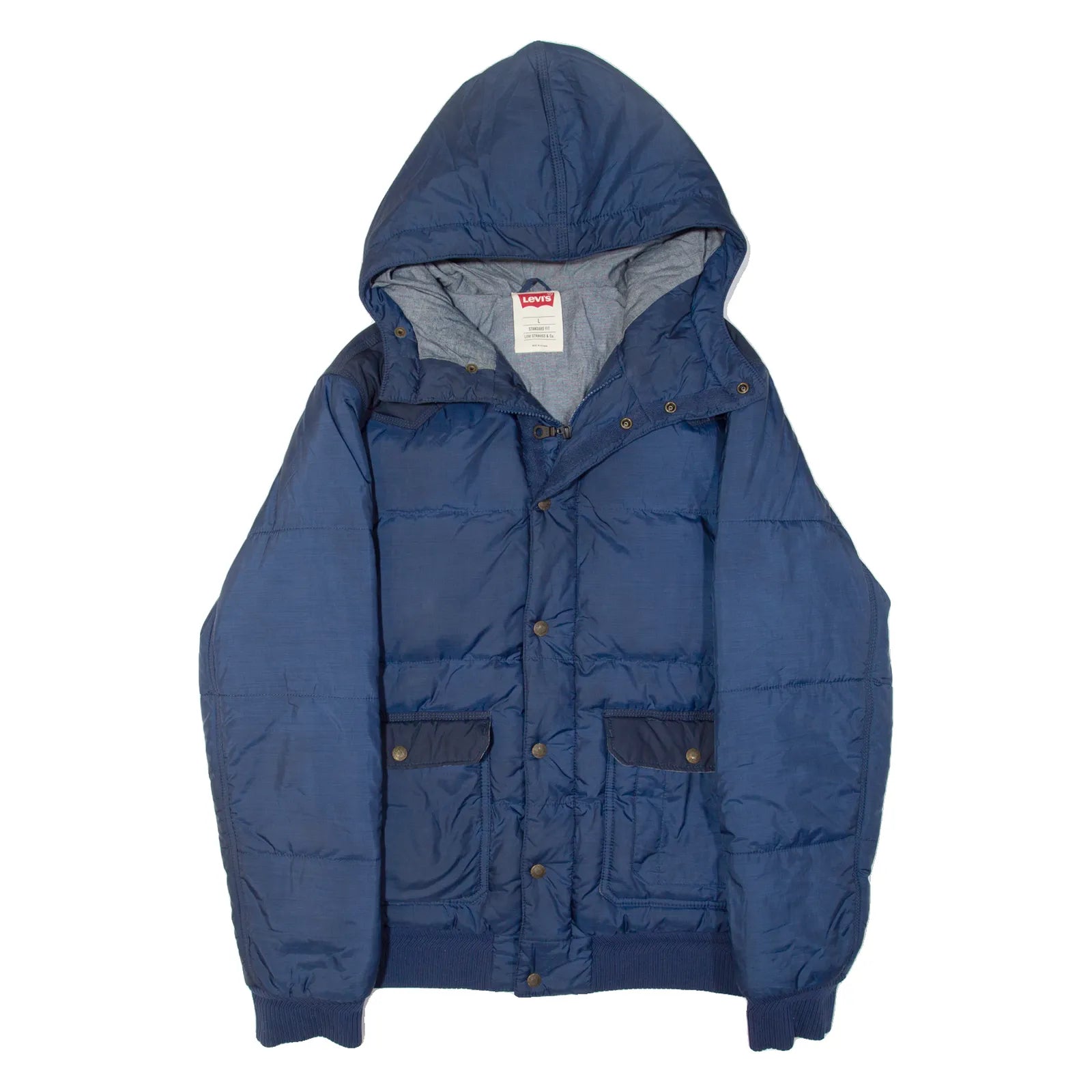 LEVI'S Mens Puffer Jacket Blue Hooded L Refurbished - Go Thrift (This is a lesser known brand, but it is a thr refurbished available on Cerqular