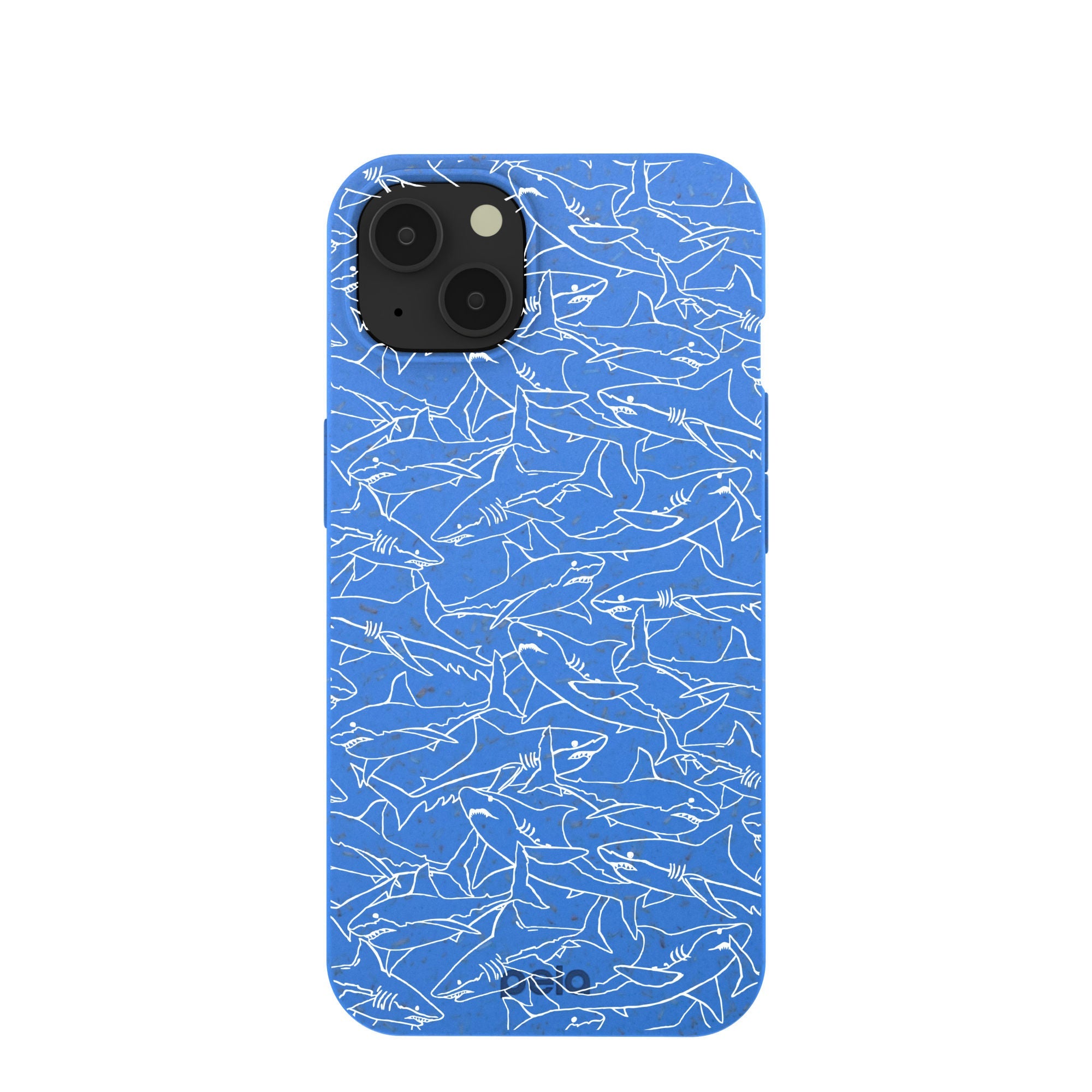 Electric Blue Shark Frenzy iPhone 13 Case Refurbished - Pela Case refurbished available on Cerqular