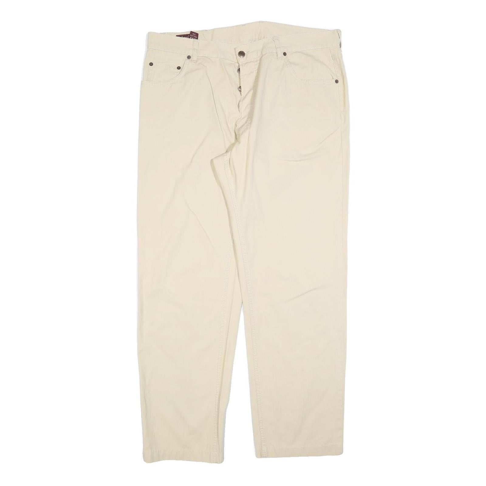 MARLBORO Mens Regular Beige Cotton Blend Trousers W38 L30 Button Closure Classic Refurbished - N/A refurbished available on Cerqular