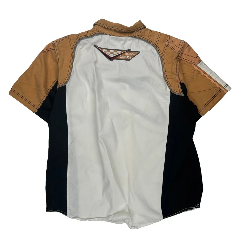 Motorcycle Harley Davidson Graphic Short Sleeve Shirt - 2XL Black Cotton Refurbished - Thrifted (note: this is a term often used to describe second- refurbished available on Cerqular