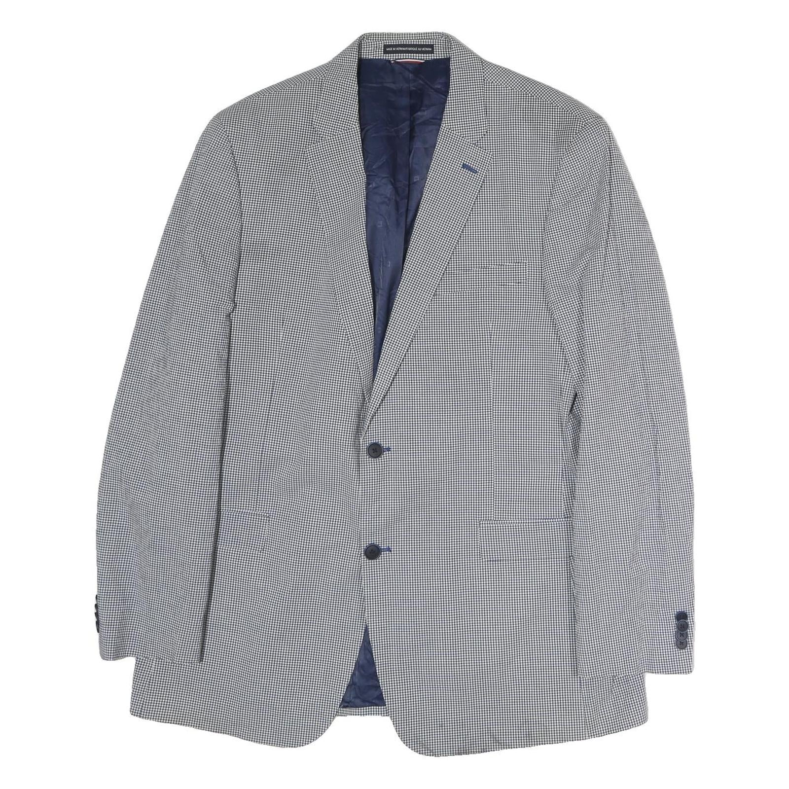 TOMMY HILFIGER Mens Grey & Blue Classic Jacket XL Cotton Woven Button Closure Refurbished - N/A refurbished available on Cerqular