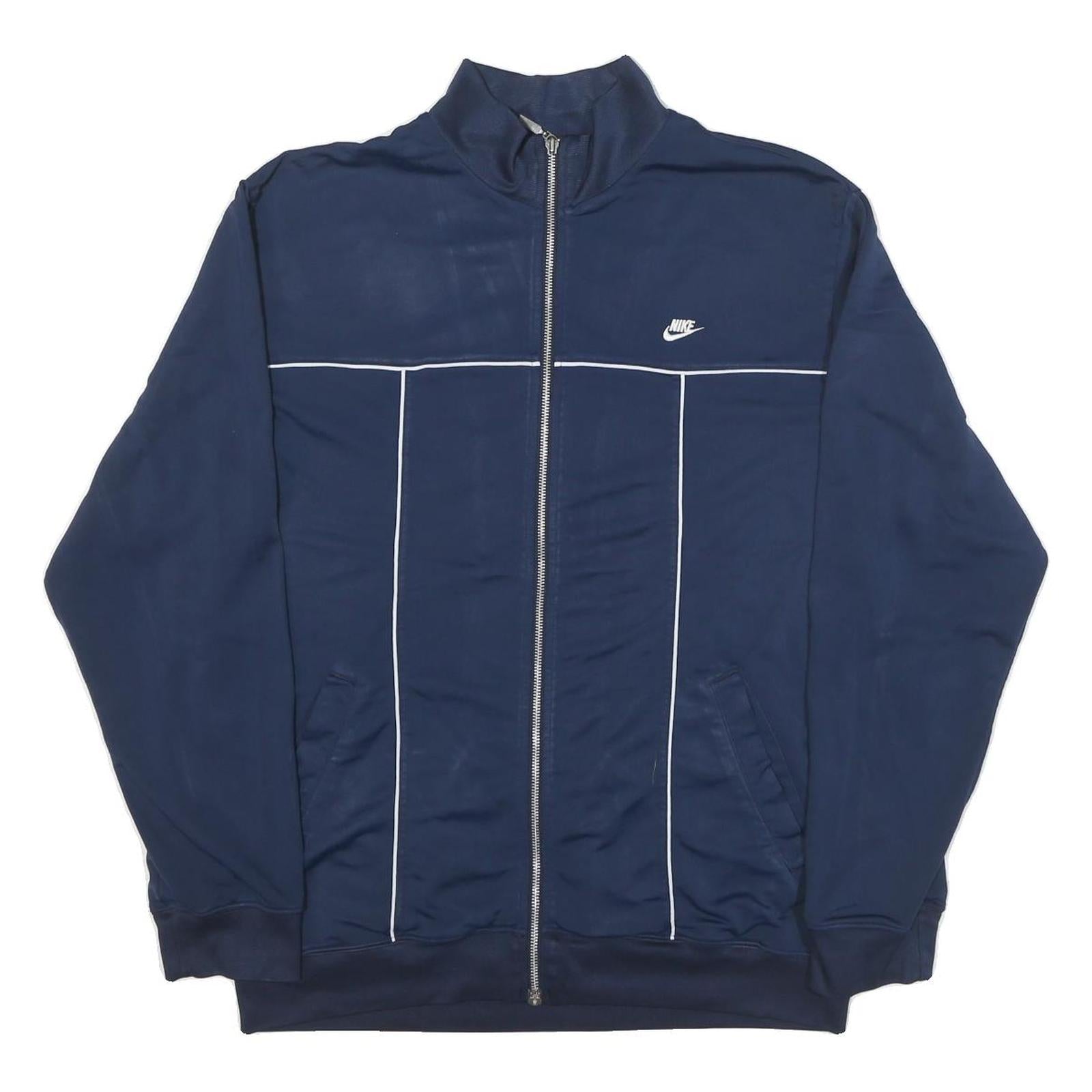 NIKE Mens Blue Polyester Blend Track Jacket L Zip Plain Sportswear Activewear Refurbished - N/A refurbished available on Cerqular
