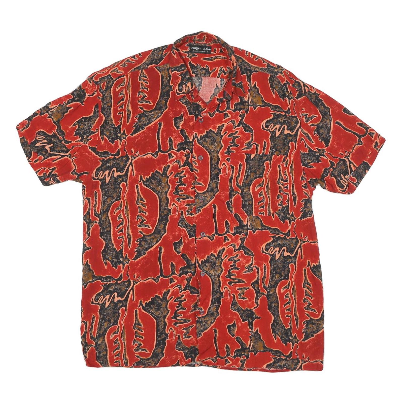Buy Mens Red Abstract Pattern Cotton Blend Shirt L Short Sleeve Button Collar Refurbished - $19.49 Mens Red Abstract Pattern Cotton Blend Shirt L Short Sleeve Button Collar Refurbished - N/A refurbished available on Cerqular
