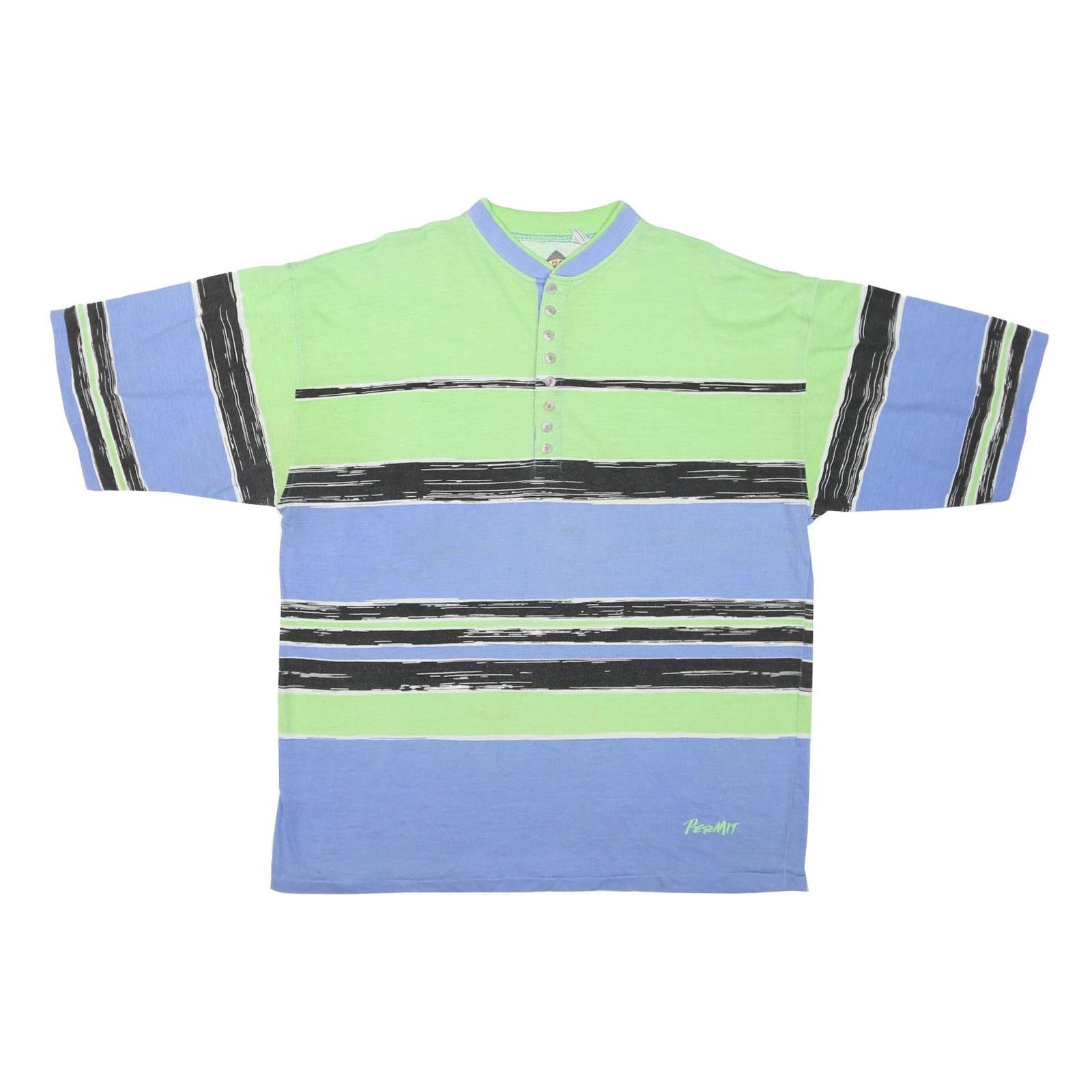 PERMIT Mens Blue & Green Graphic T-Shirt XL Short Sleeve Round Neck Cotton Blend Refurbished - N/A refurbished available on Cerqular