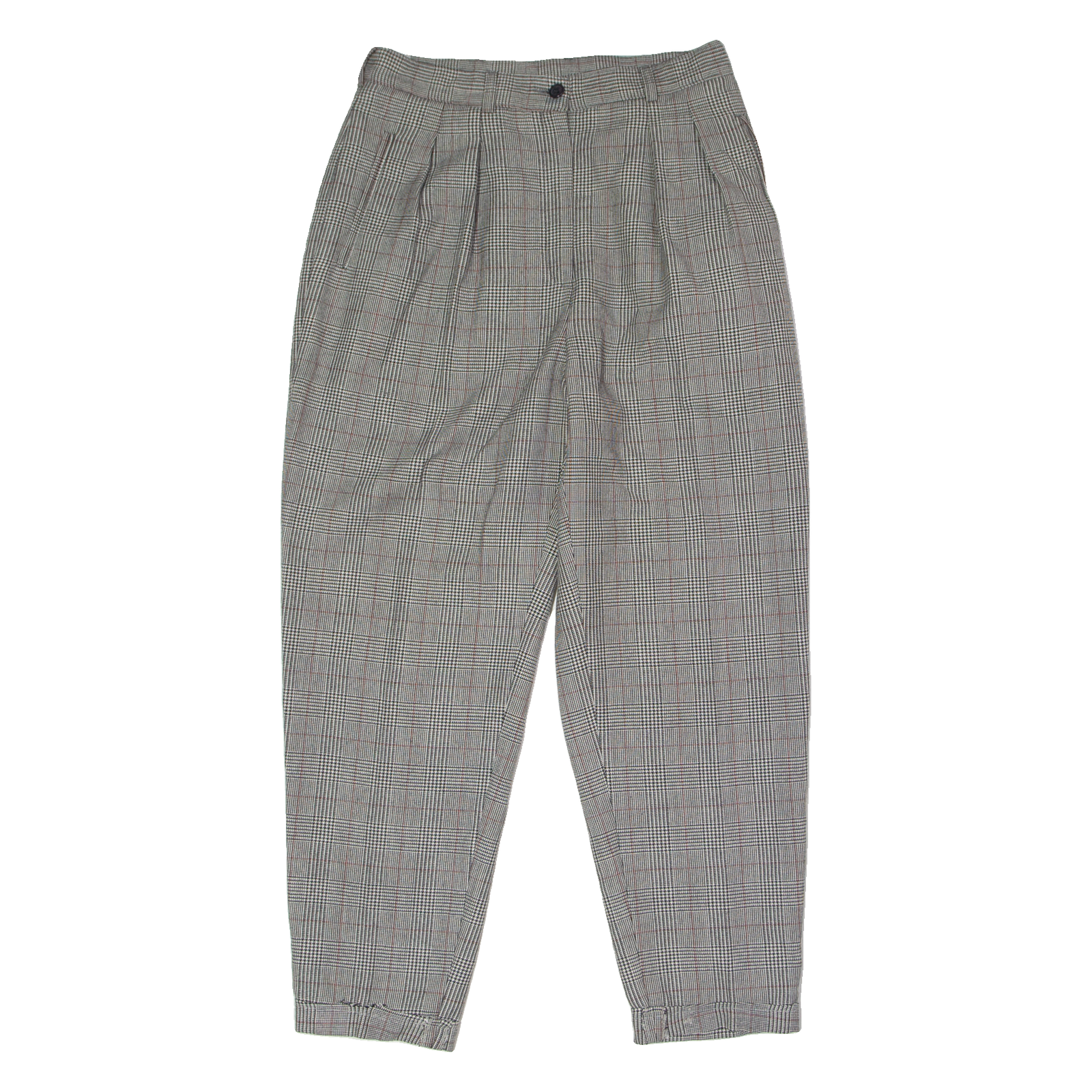 PATRICE BREAL Houndstooth Check Womens Trousers Grey Slim Tapered 90s Wool W28 L25 Refurbished - N/A refurbished available on Cerqular