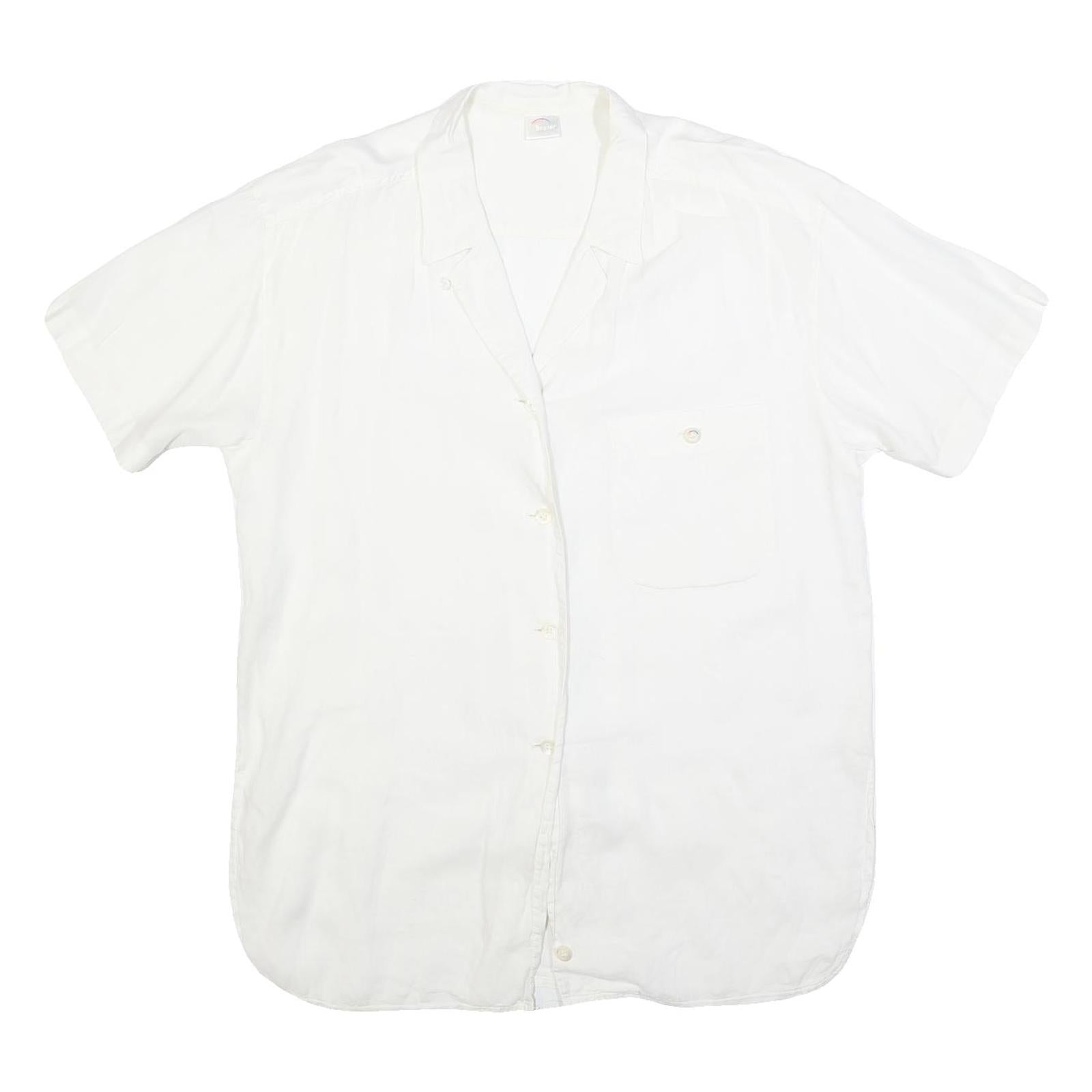 BOGNER Womens White Plain Shirt L Lightweight Button Shirt Casual Relaxed Fit Refurbished - N/A refurbished available on Cerqular