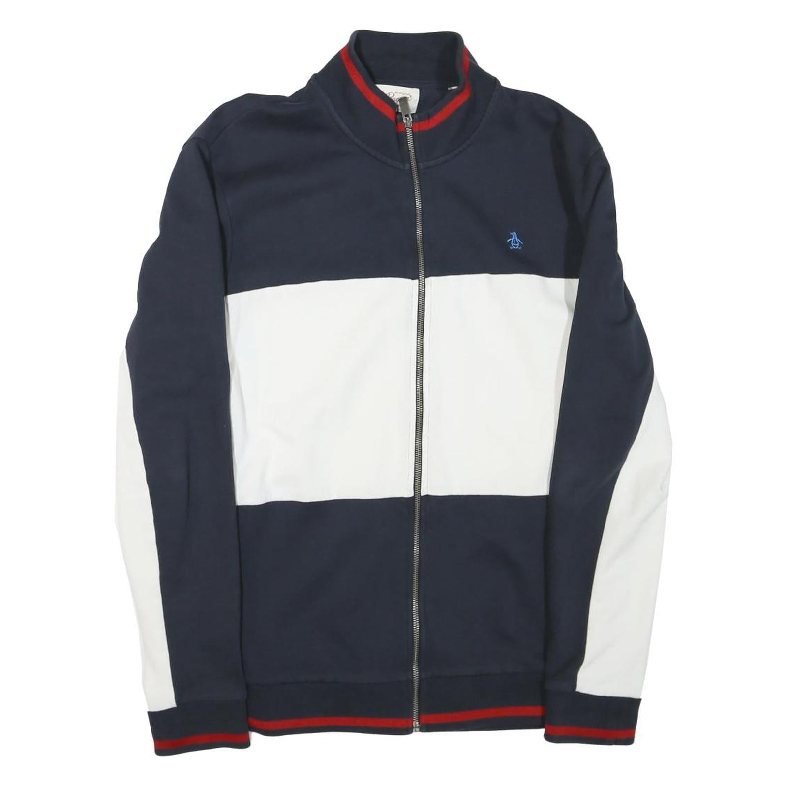 ORIGINAL PENGUIN Mens Navy & White Cotton Blend Track Jacket XL Zip Casual Refurbished - N/A refurbished available on Cerqular