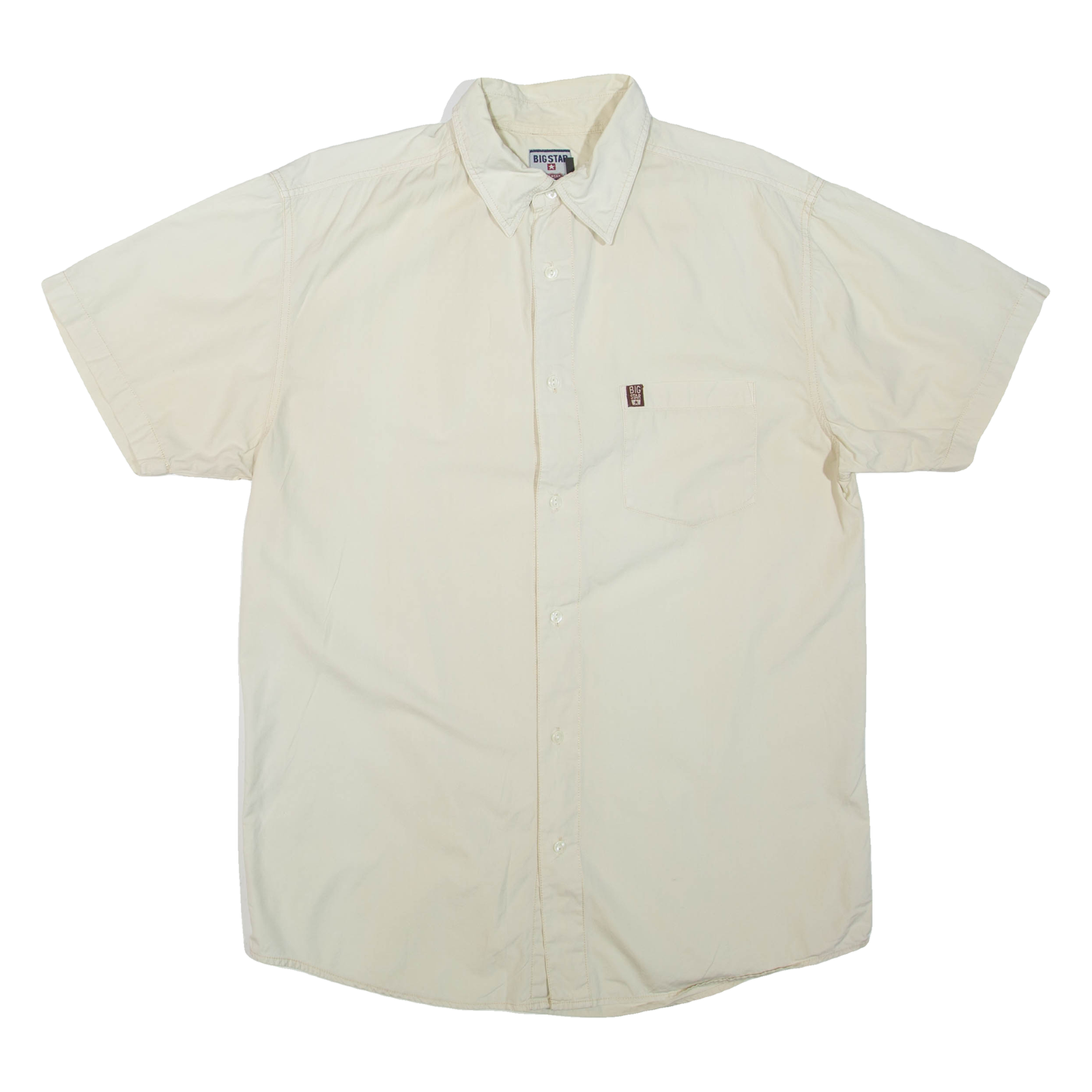 BIG STAR Mens Plain Shirt Beige M Refurbished - N/A refurbished available on Cerqular
