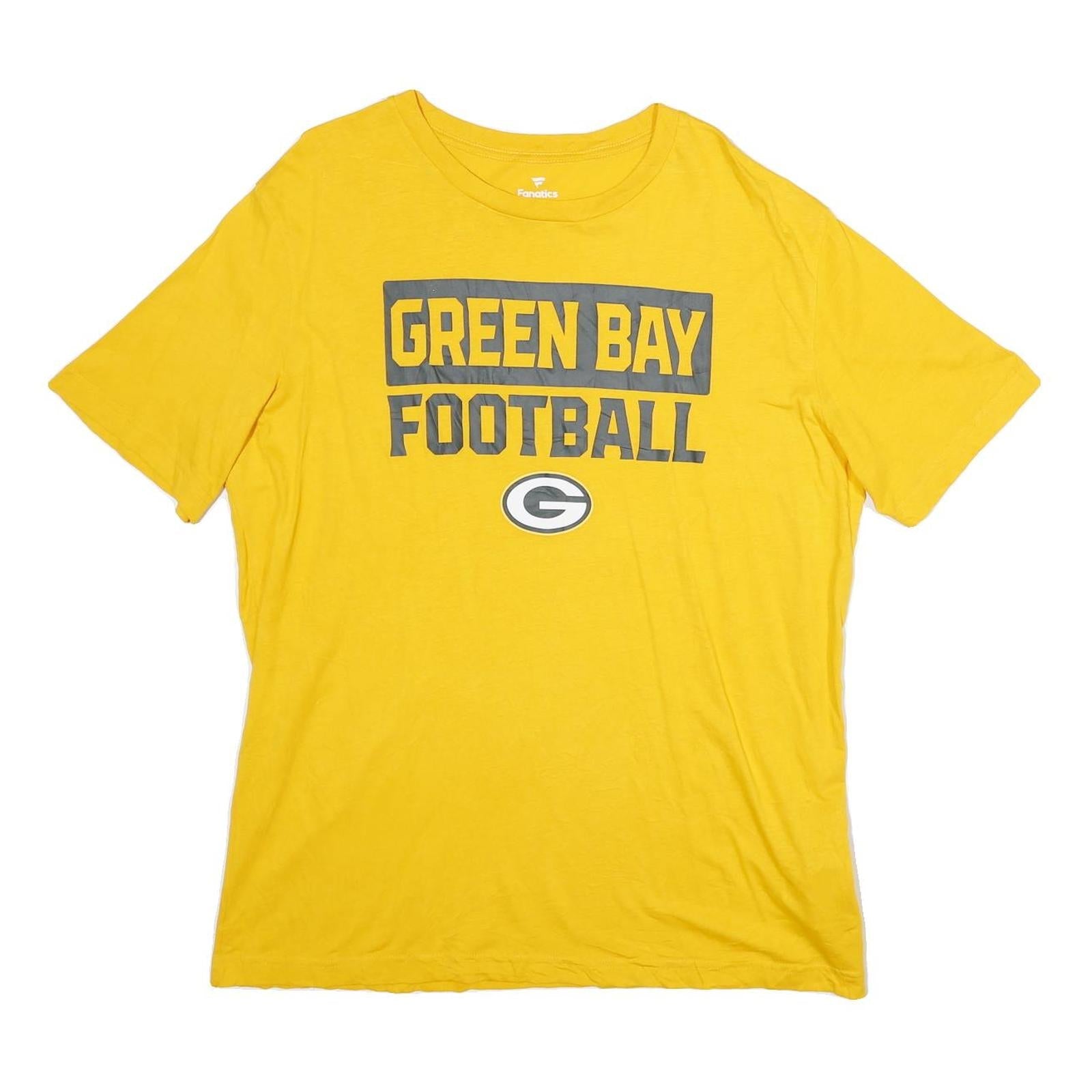 FANATICS Mens Yellow Green Bay Football Graphic T-Shirt XL Short Sleeve Crew Refurbished - N/A refurbished available on Cerqular