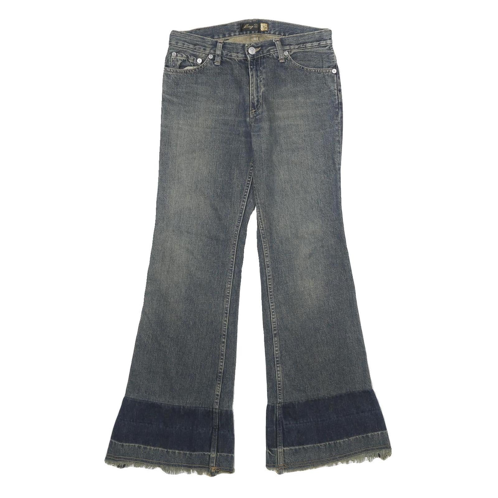 MNG Womens Jeans Blue Regular Flared Denim Medium W25 L31 Frayed Hem Refurbished - N/A refurbished available on Cerqular