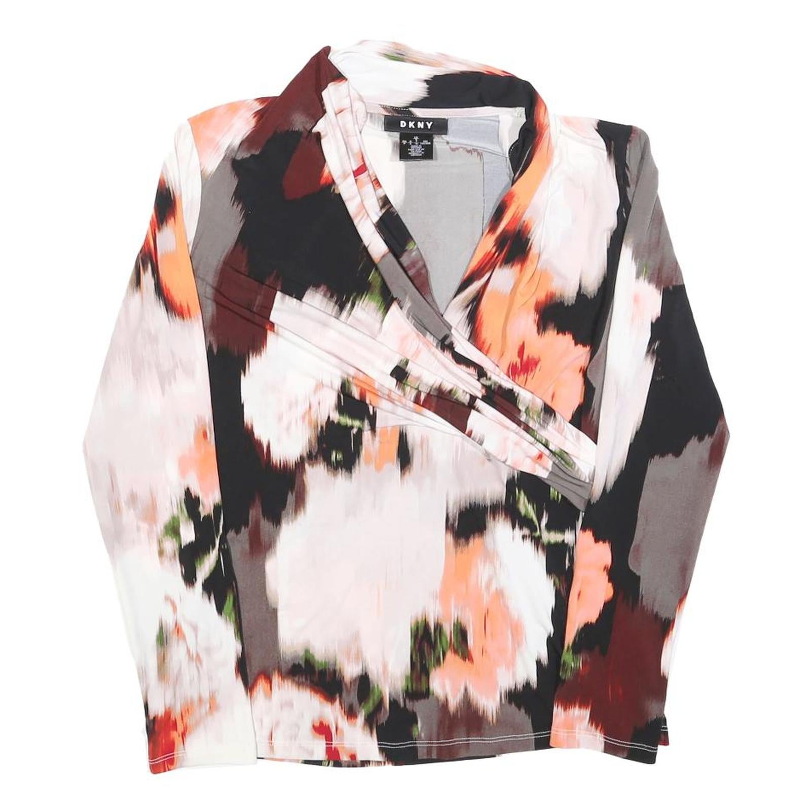 DKNY Womens Printed Top Long Sleeve V-Neck Floral Pattern S Polyester Blend Refurbished - N/A refurbished available on Cerqular