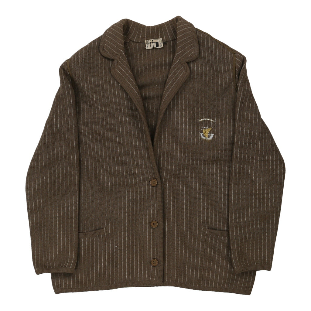 Les Copains Striped Blazer - Large Brown Wool Blend Refurbished - Thrifted (note: this is a term often used to describe second- refurbished available on Cerqular
