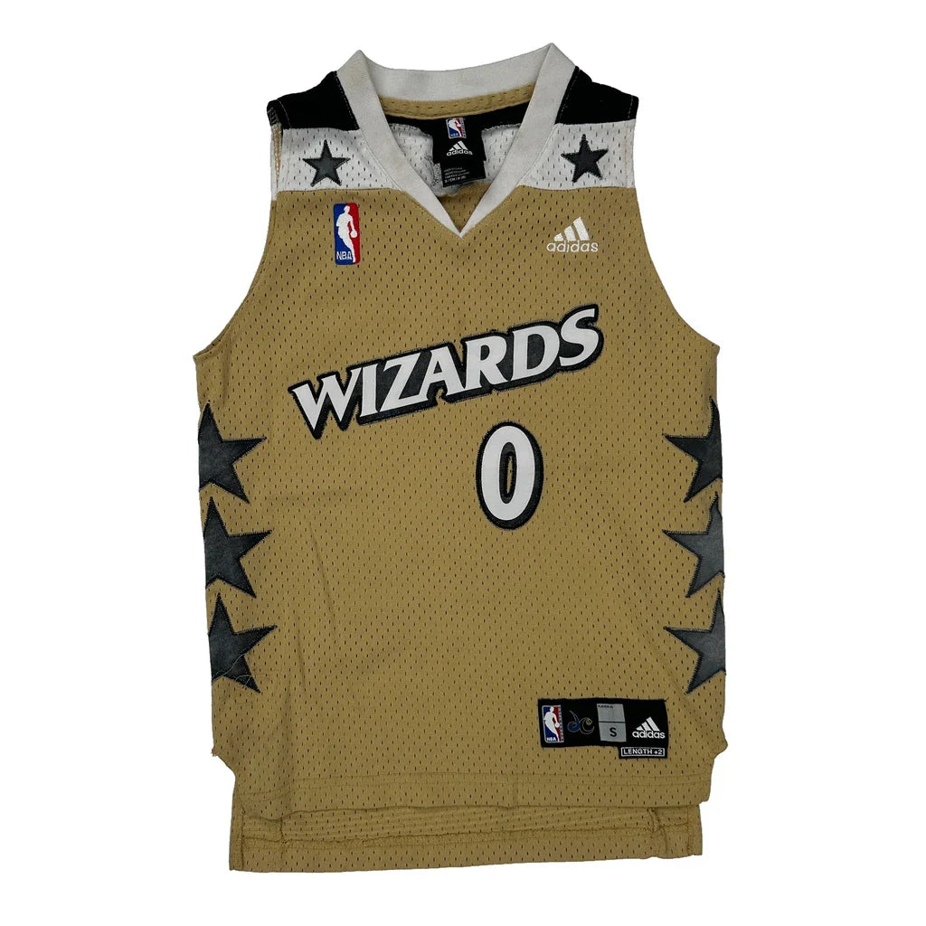 Age 8 Washington Wizards Adidas Nba Jersey - Small Gold Polyester Refurbished - Thrifted (note: this is a term often used to describe second- refurbished available on Cerqular