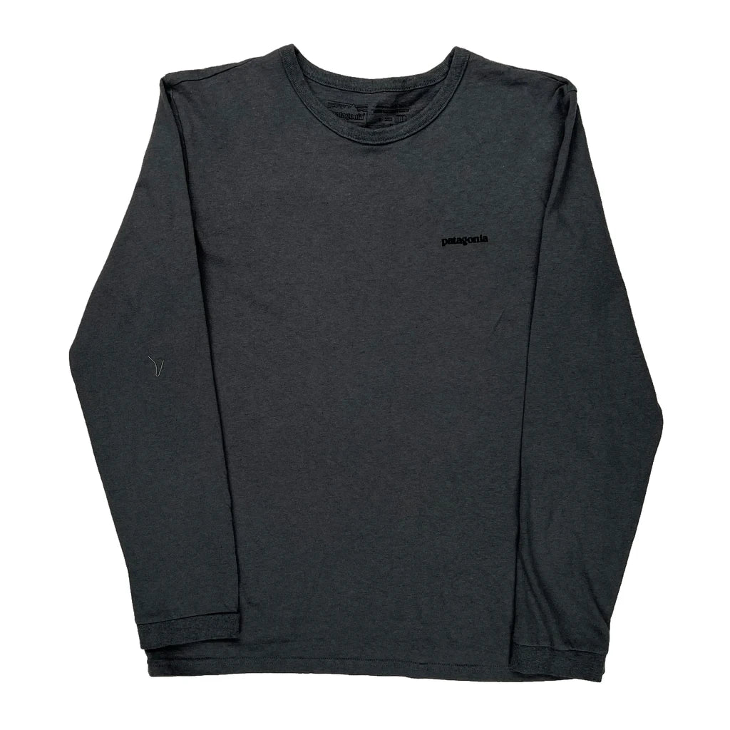 Patagonia Graphic Long Sleeve T-Shirt - Small Grey Cotton Refurbished - Thrifted (note: this is a term often used to describe second- refurbished available on Cerqular