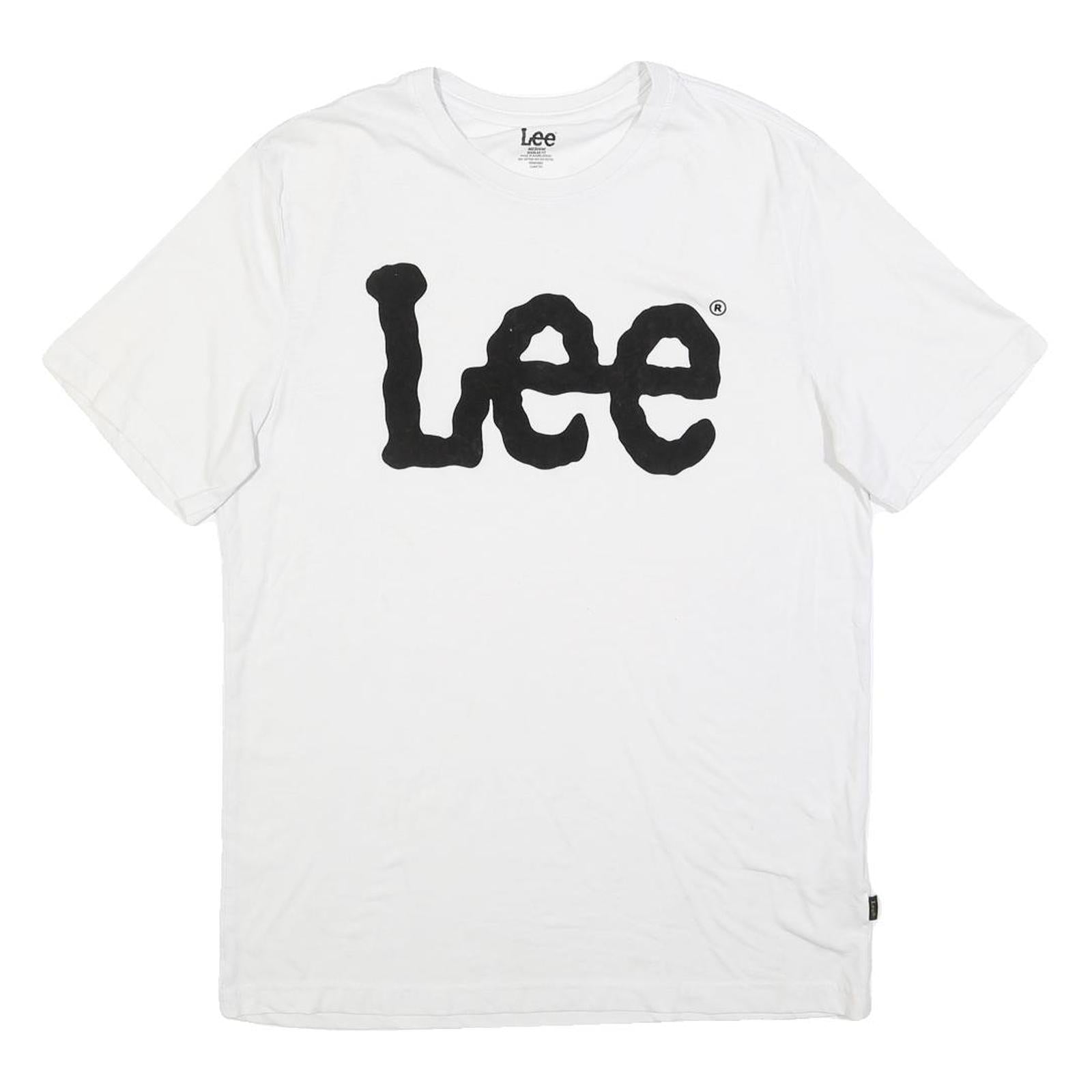 LEE Mens White T-Shirt M Short Sleeve Crew Neck Cotton Blend Logo Graphic Refurbished - N/A refurbished available on Cerqular