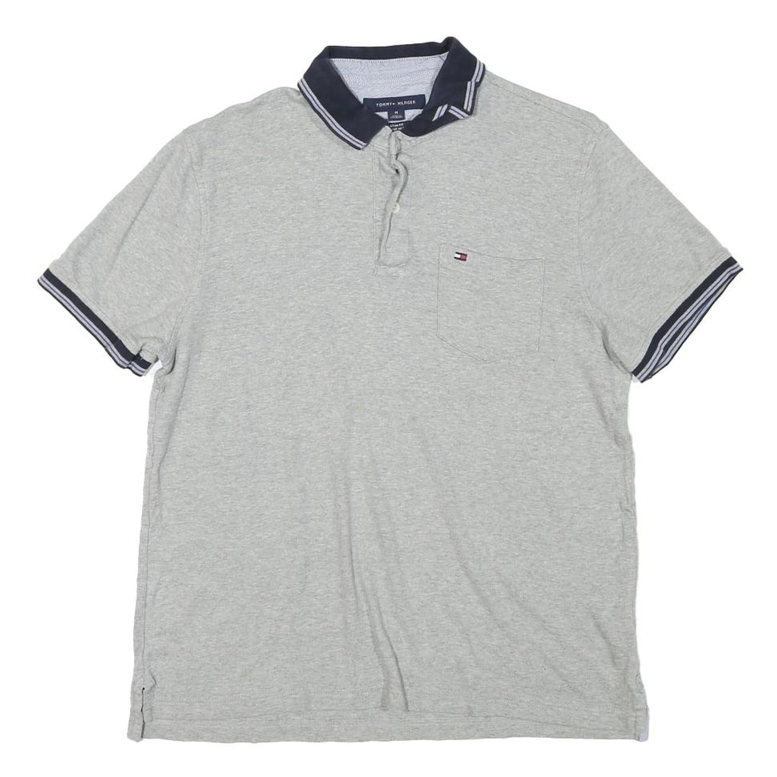 TOMMY HILFIGER Mens Grey Short Sleeve Plain M Polo Shirt Pocket Logo Refurbished - N/A refurbished available on Cerqular