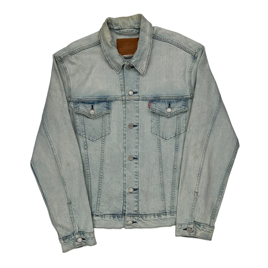 Levis Denim Jacket - Medium Light Wash Denim Refurbished - Thrifted (note: this is a term often used to describe second- refurbished available on Cerqular