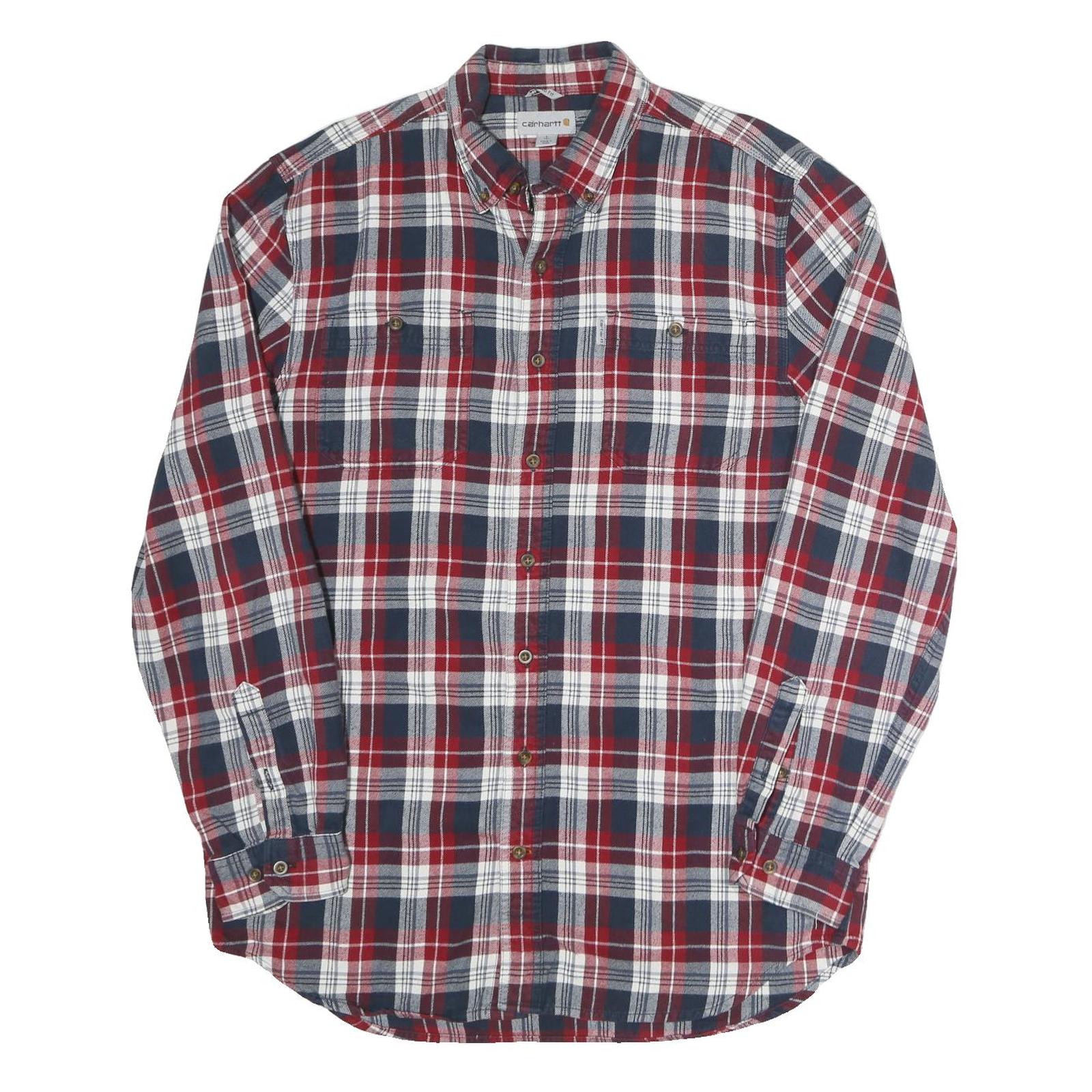 CARHARTT Mens Blue & Red Check Shirt L Cotton Button-Down Collar Casual Workwear Refurbished - N/A refurbished available on Cerqular