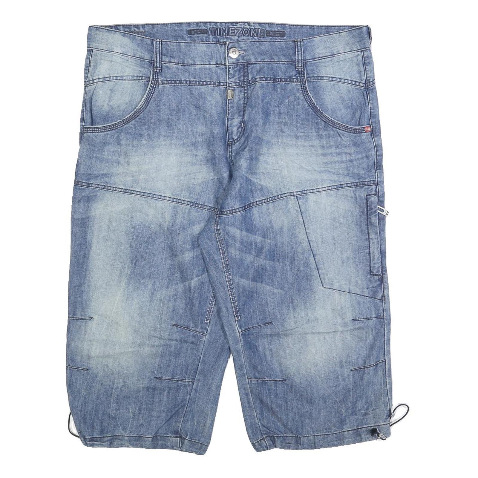 TIMEZONE Mens Denim Blue Casual Shorts 2XL W40 Cotton Blend Drawstring Refurbished - N/A refurbished available on Cerqular