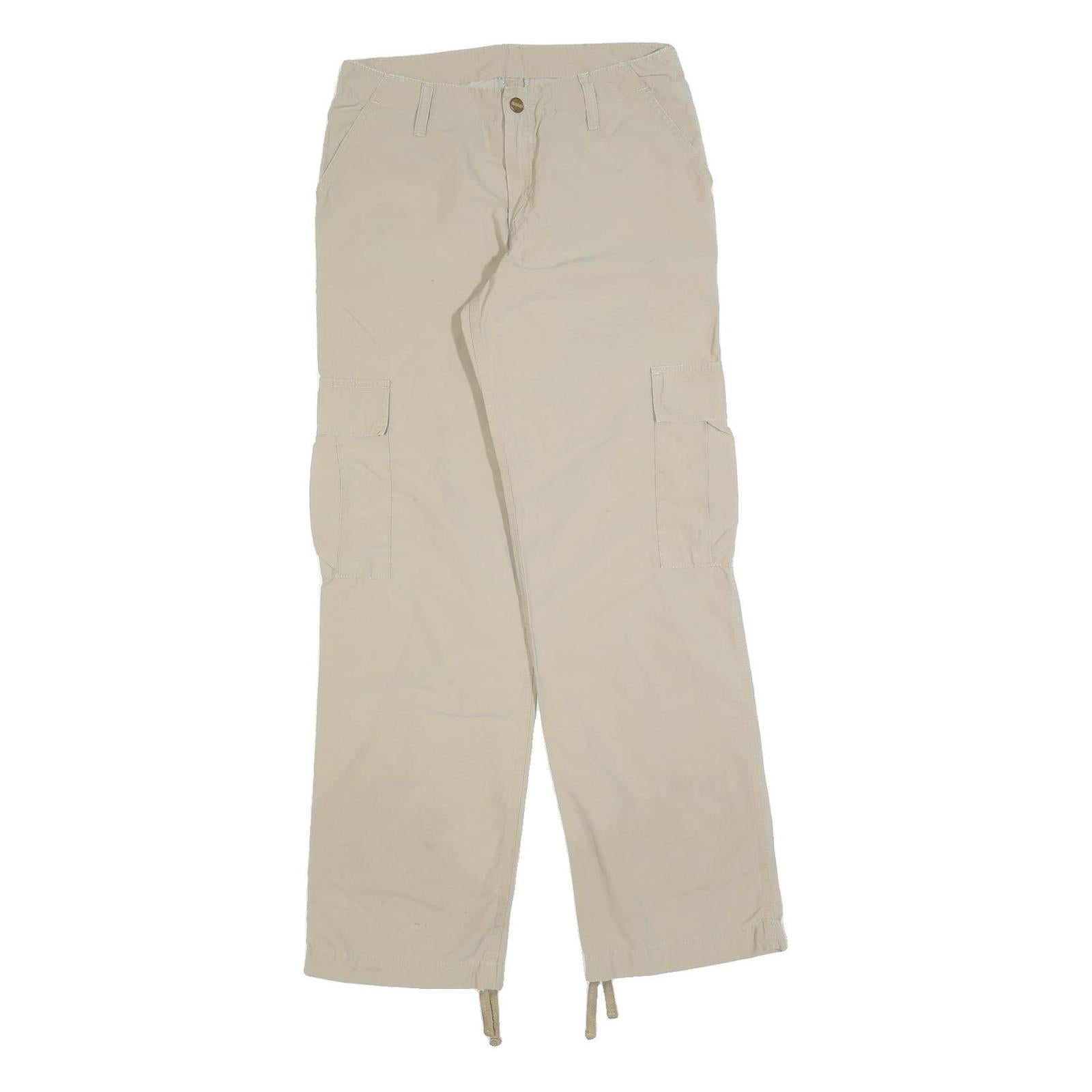 CARHARTT Womens Beige Regular Straight Trousers W27 L32 Cargo Cotton Blend Zip Refurbished - N/A refurbished available on Cerqular
