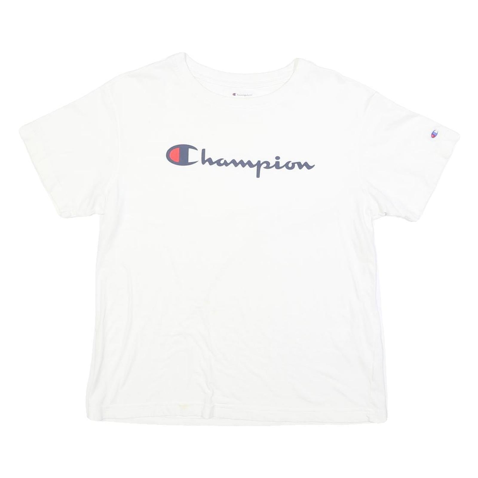 CHAMPION Mens White Cotton Blend T-Shirt M Short Sleeve Crew Neck Logo Print Refurbished - N/A refurbished available on Cerqular